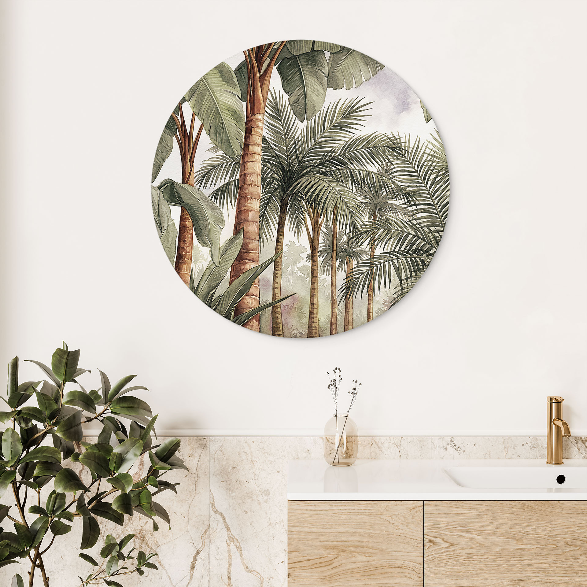 Wandbild Tropischer Palmenwald - Pictufy Studio - Alu-Dibond Rund