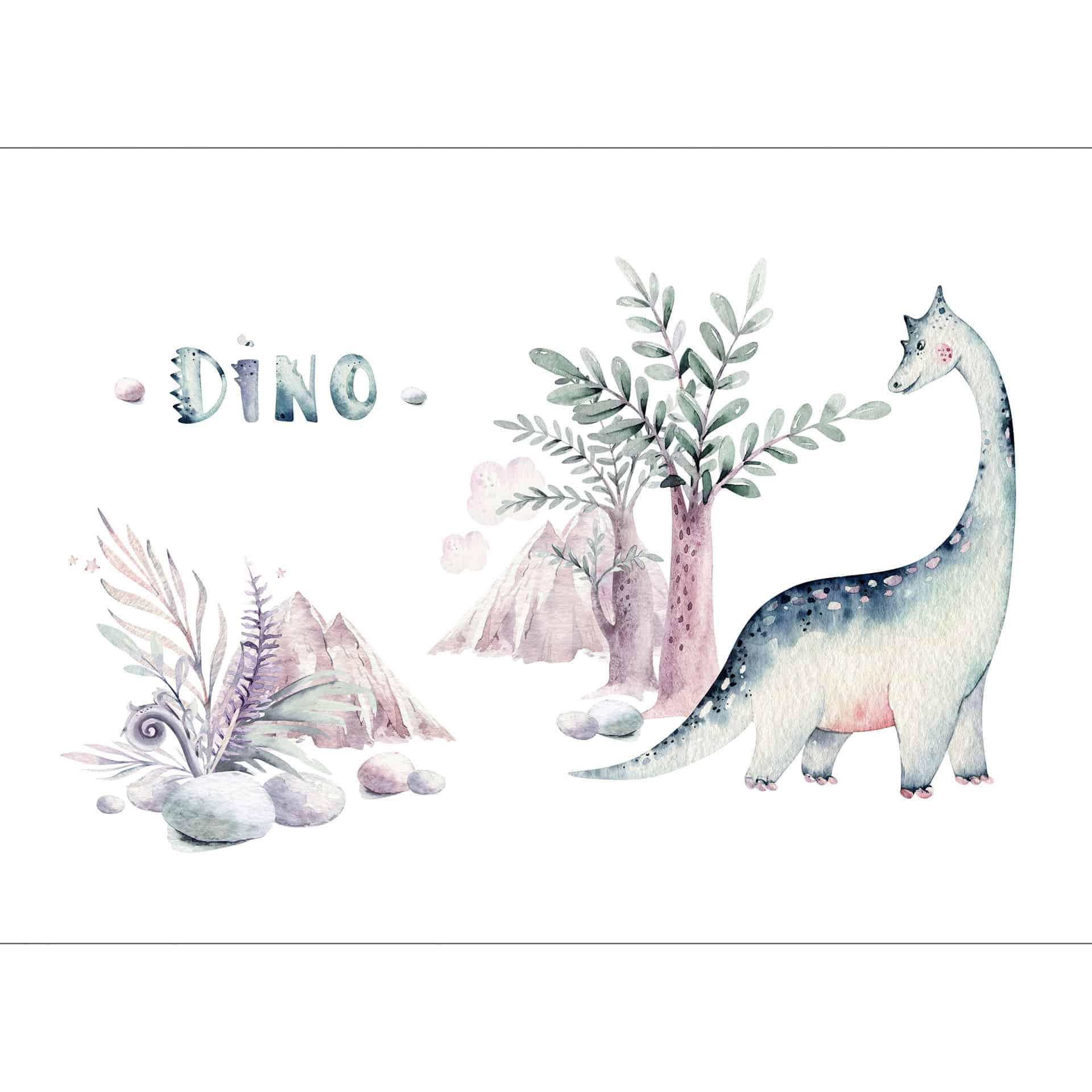 dinosaurus behang in wit roze - vliesbehang Designwalls 2 - 2,55 x 3,5 m