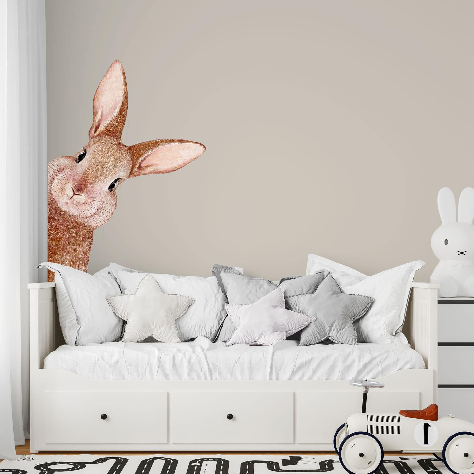 Wallsticker med kaninhoved i farver - Korenkova