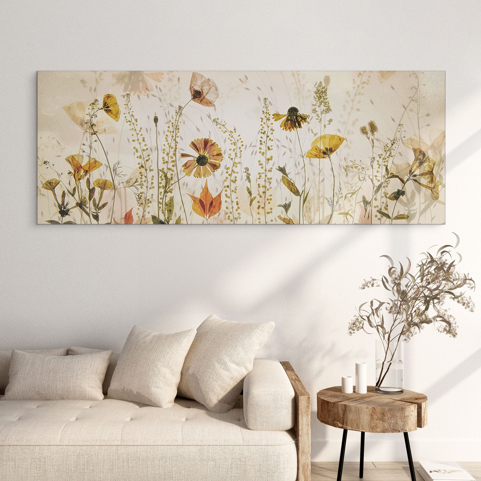 Wandbild Wilde Wiesenblumen im Sonnenlicht - Talen - Panorama - Alu-Dibond