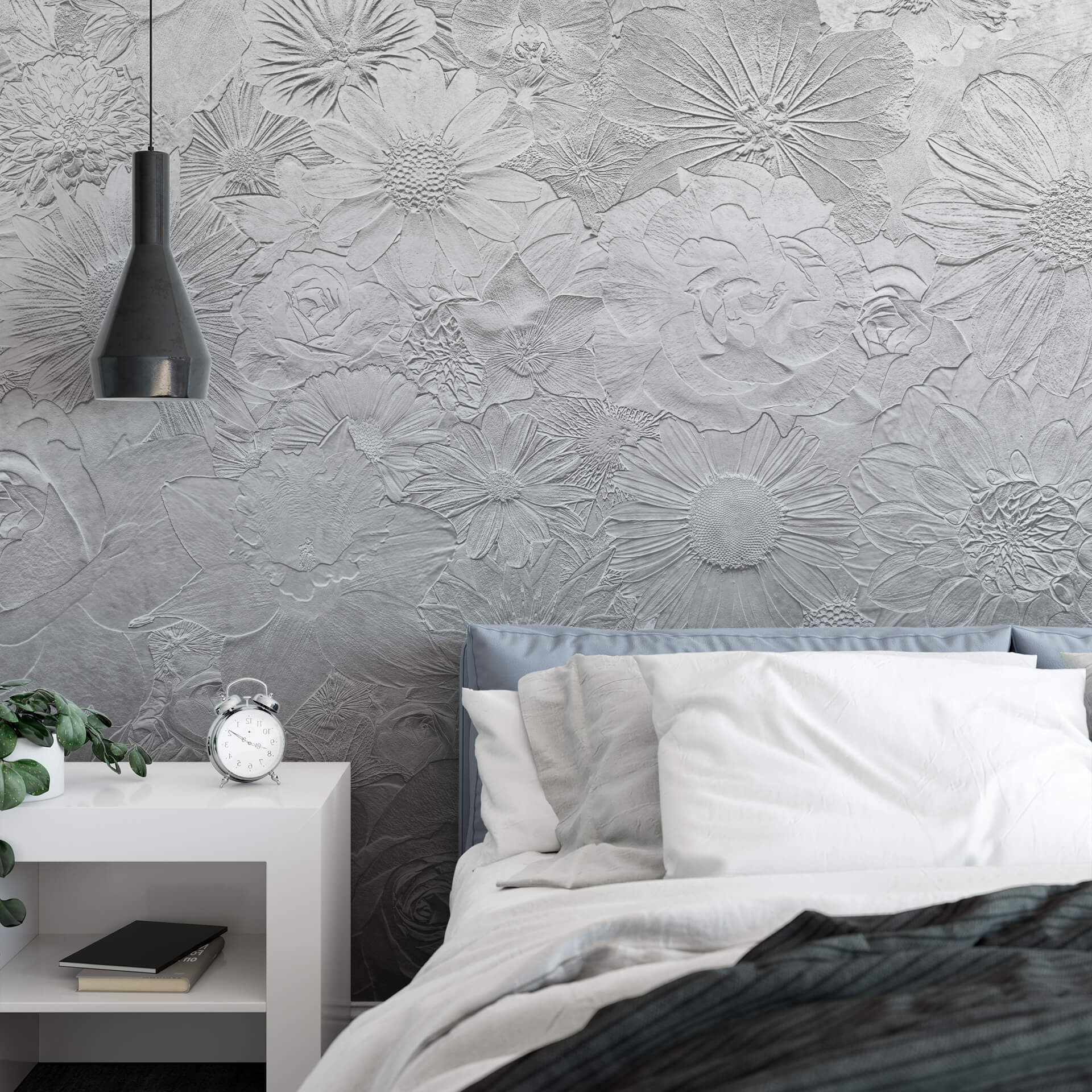 Fotobehang Silver Flowers