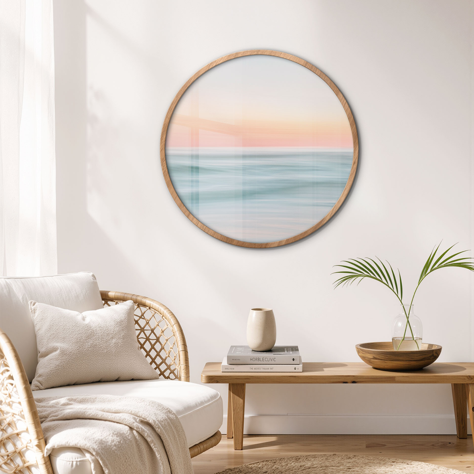 Poster Abstracte Zeegolven Pastel - Botha - Rond