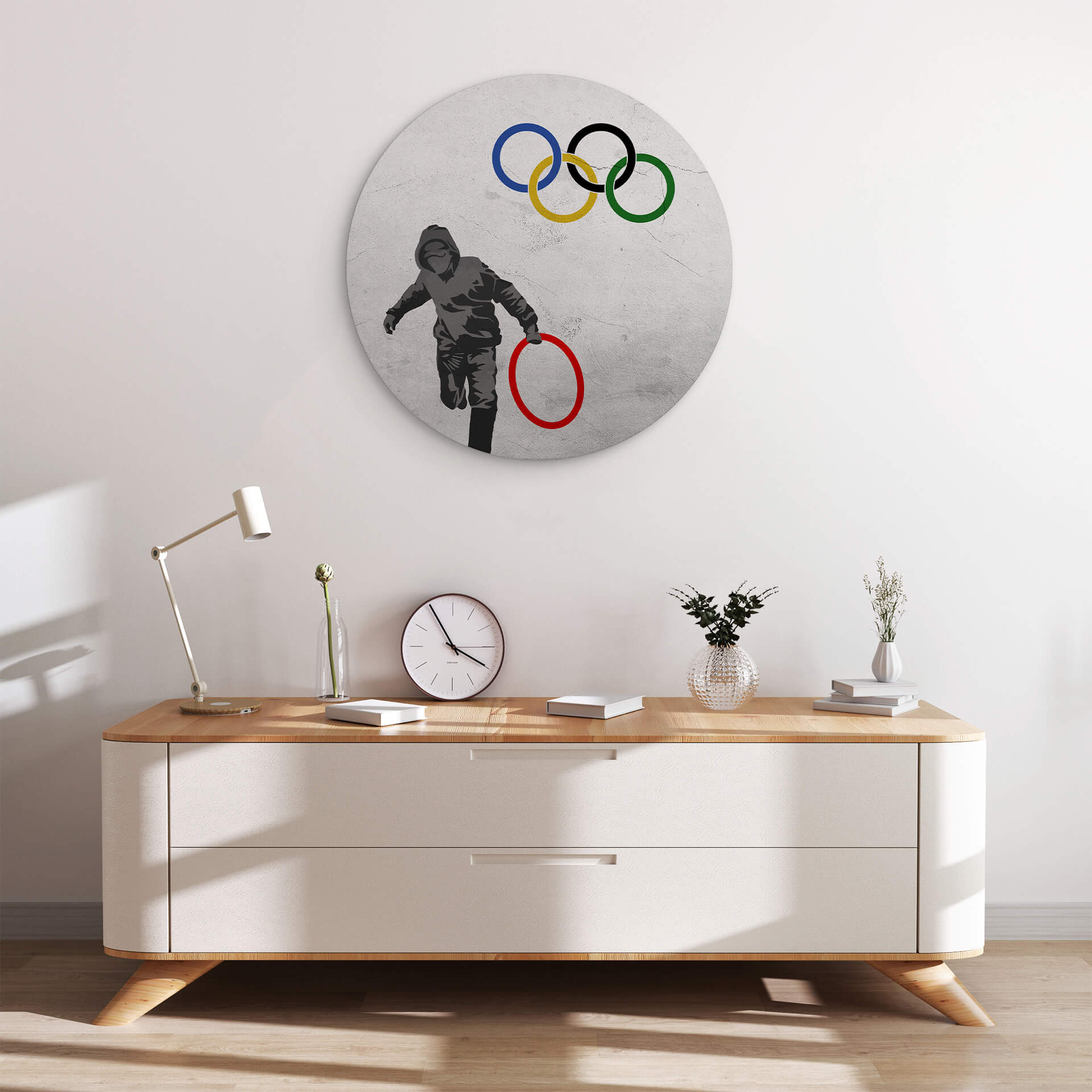 Tableau sur alu-Dibond rond Banksy - Les jeux olympiques