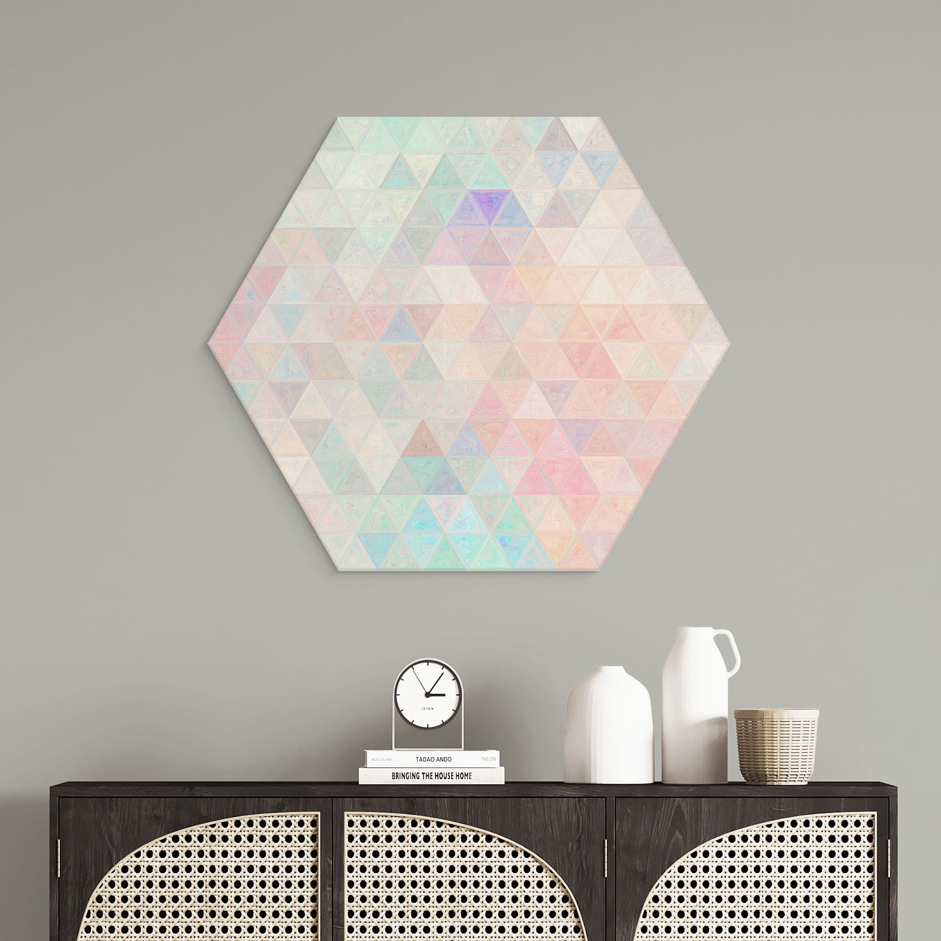 Hexagon Dibond Farverige mosaik-trekanter - Jaszke