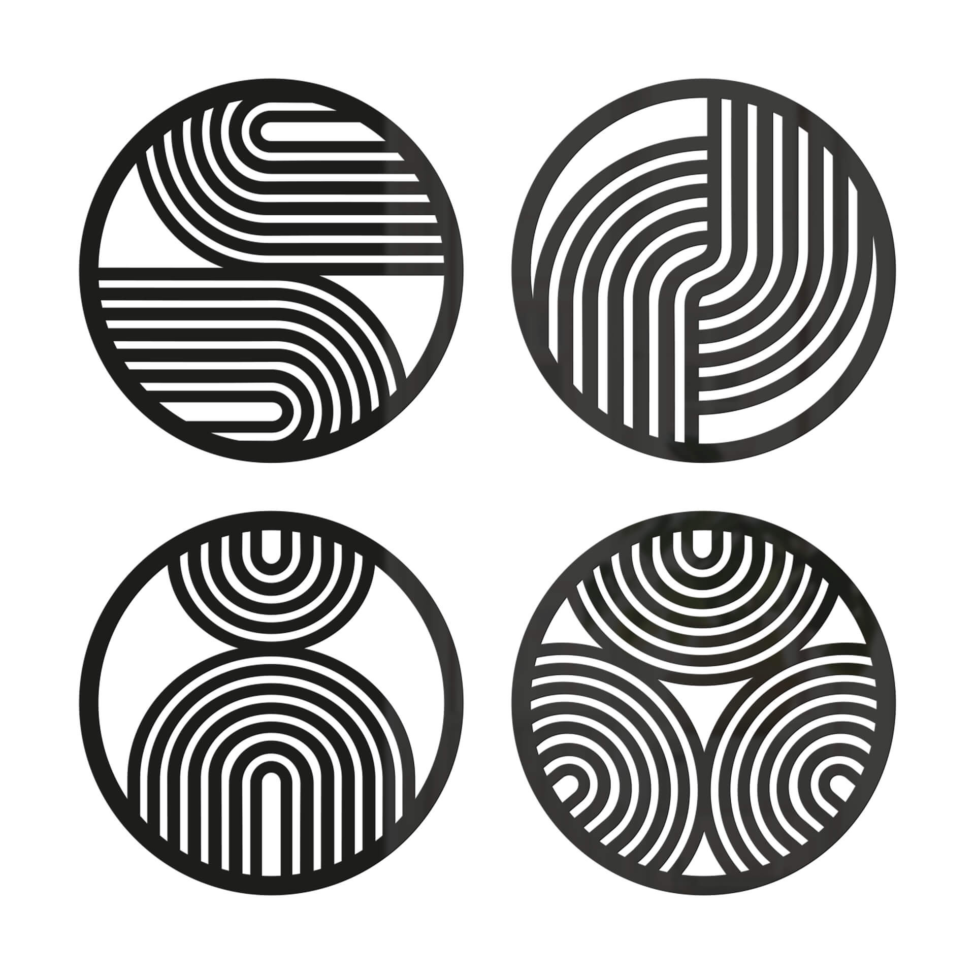 Dekoracja akrylowa Boho rainbow - okrągła geometryczna grafika (zestaw 4 sztuk)