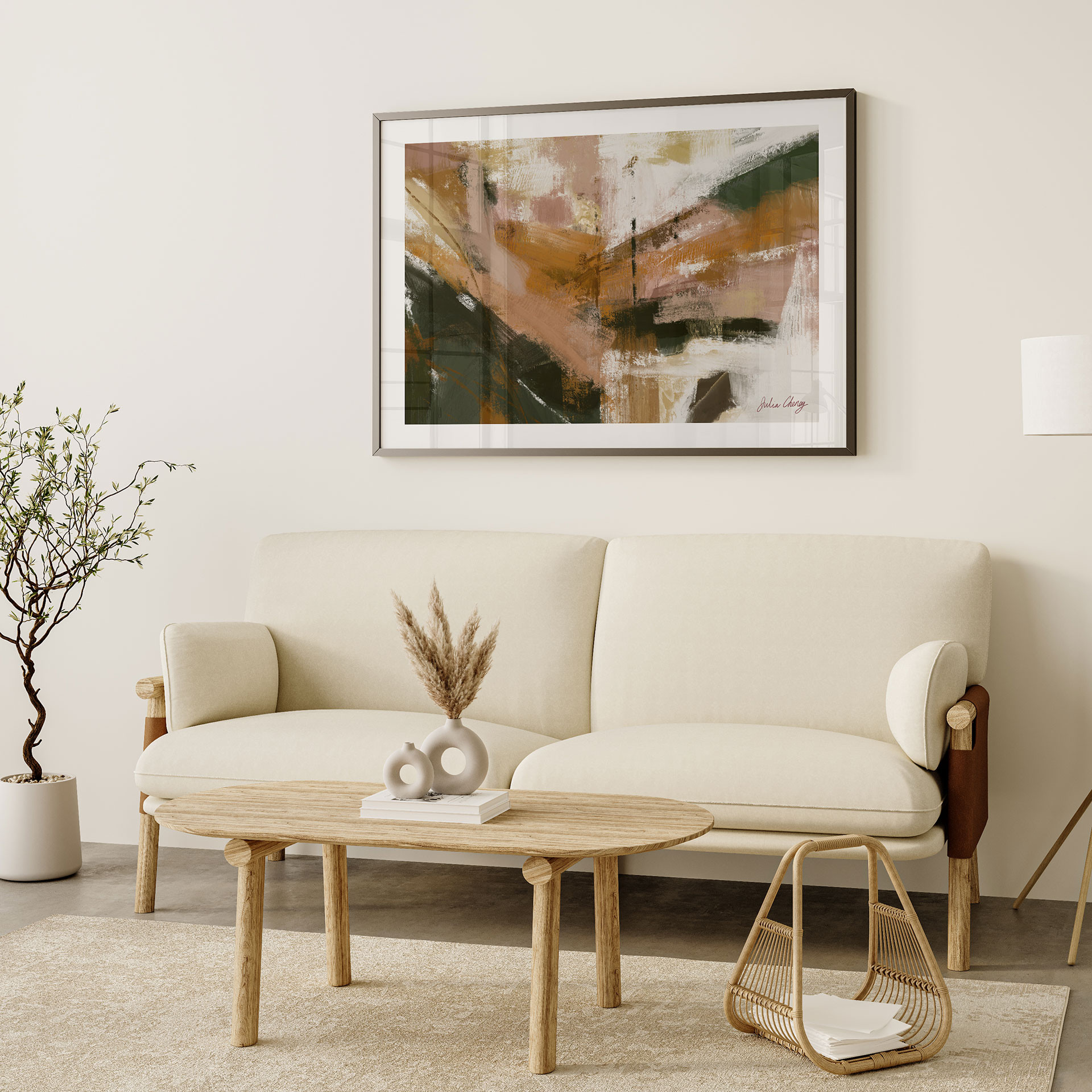 Poster Warme Penseelstreken Abstract - Cheney