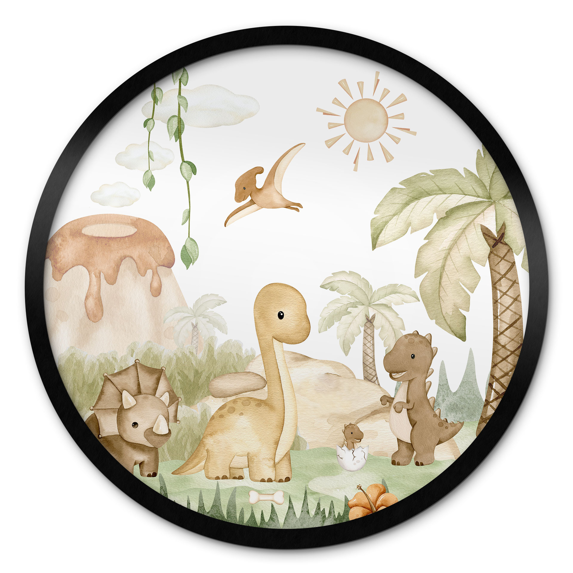 Poster Kleine Dinos auf großer Entdeckungsreise - Oliver Robins - Rund