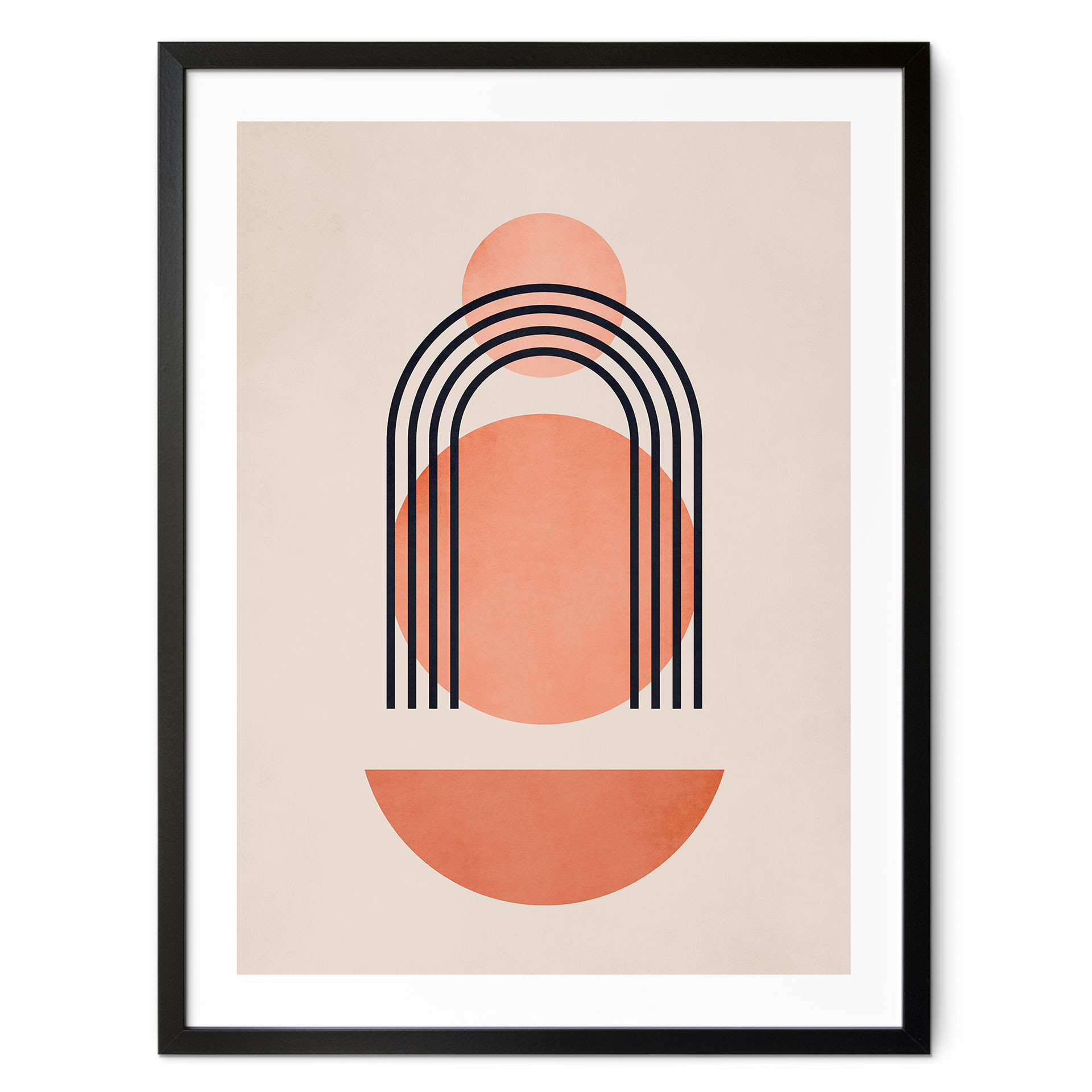 Plakat abstrakcyjna geometria w brzoskwiniowych kolorach - Kubistika
