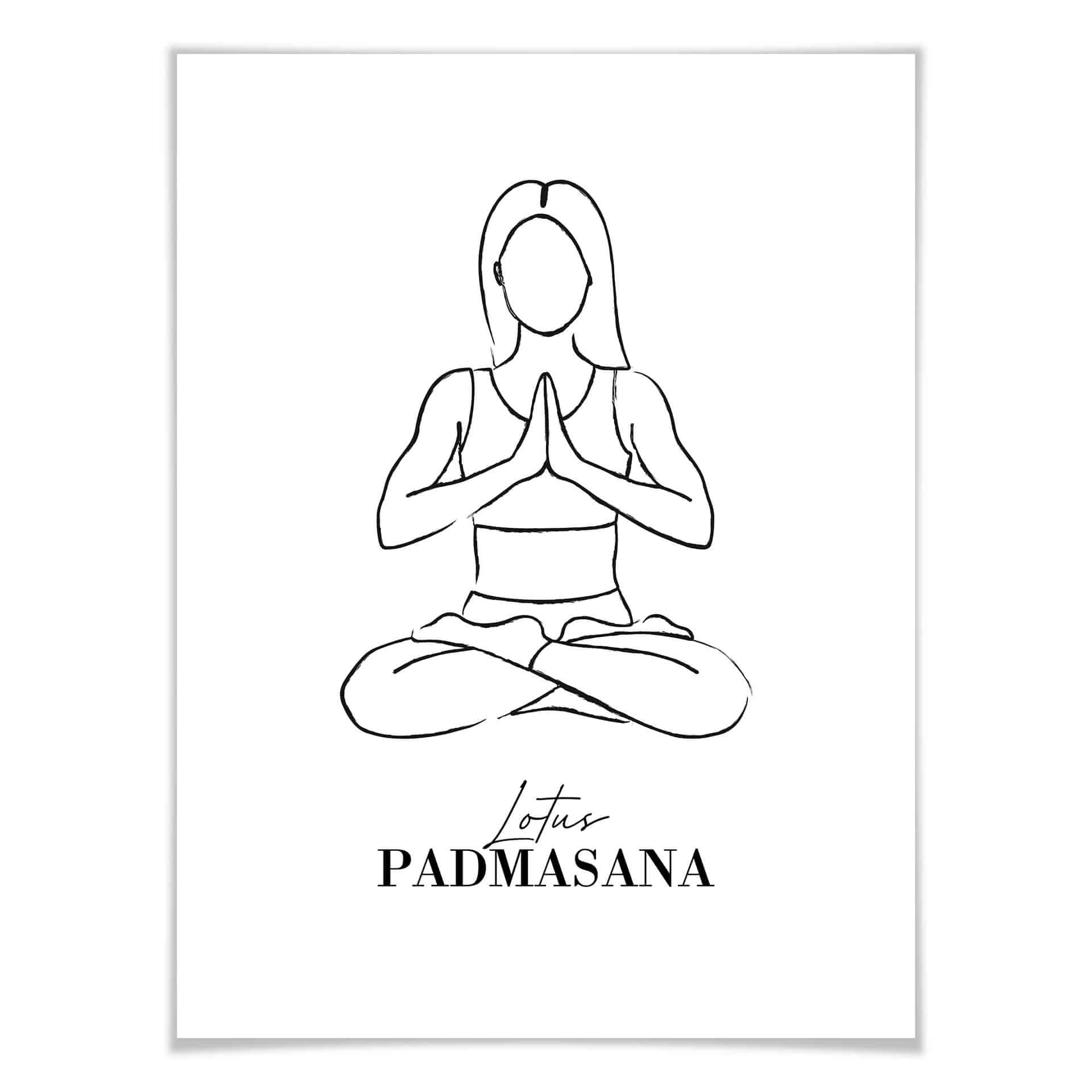 Poster Yoga - Lotus - Line Art