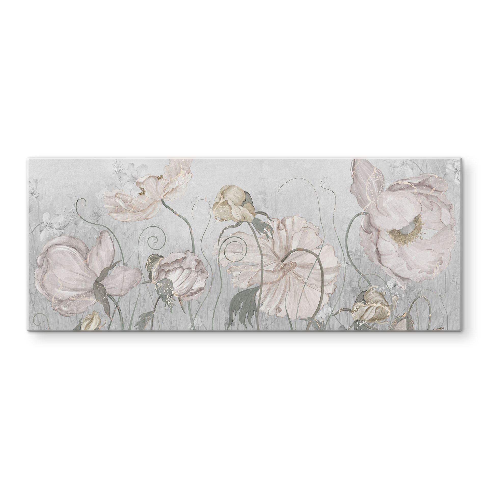 Spritzschutz Blumen im Vintage Stil in Grau - Ms Tiff - Panorama