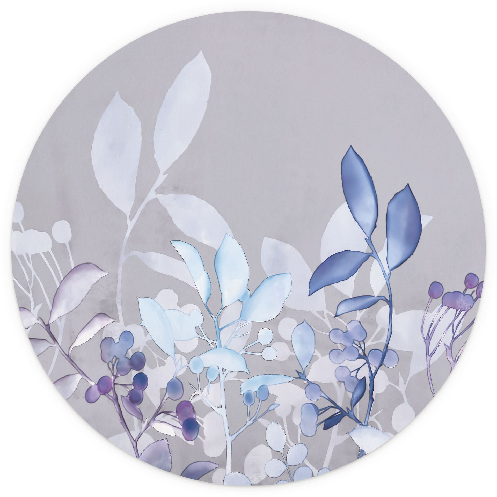 Behangcirkel Blauwe aquarelplanten - Haase - vliesbehang/zelfklevend vliesbehang