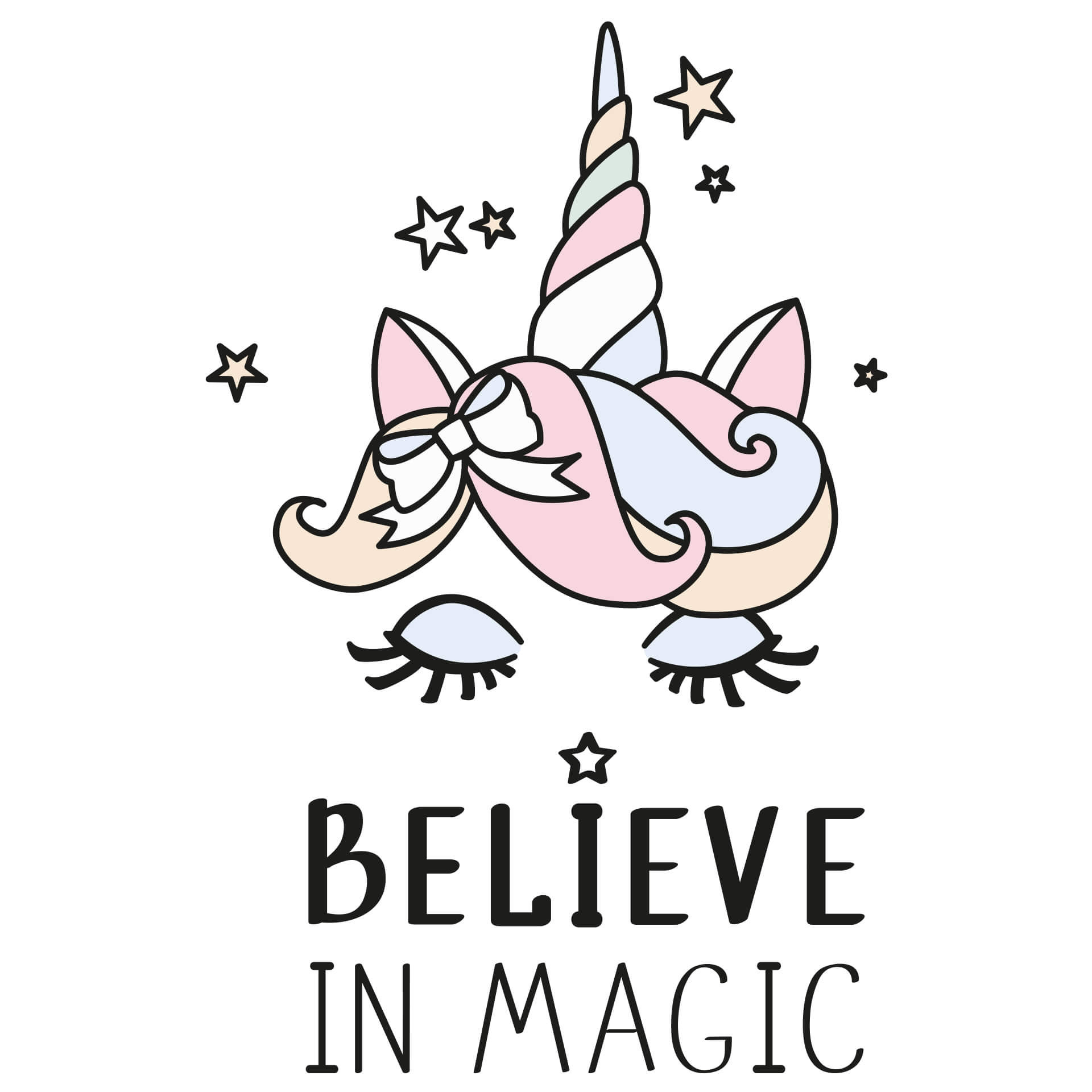 Wandtattoo Kvilis - Einhornkopf Believe in magic