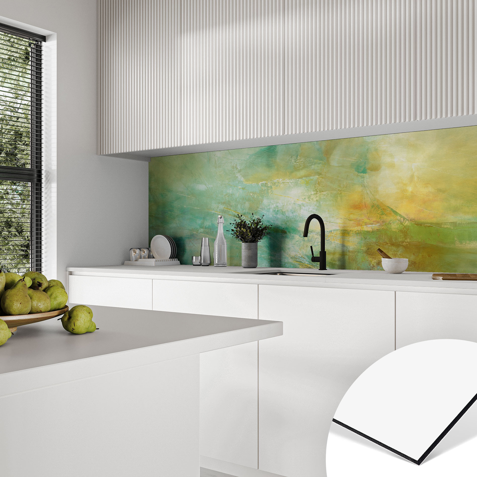 Stænkplade til køkken Abstrakt horisont i limegrøn - Schmucker