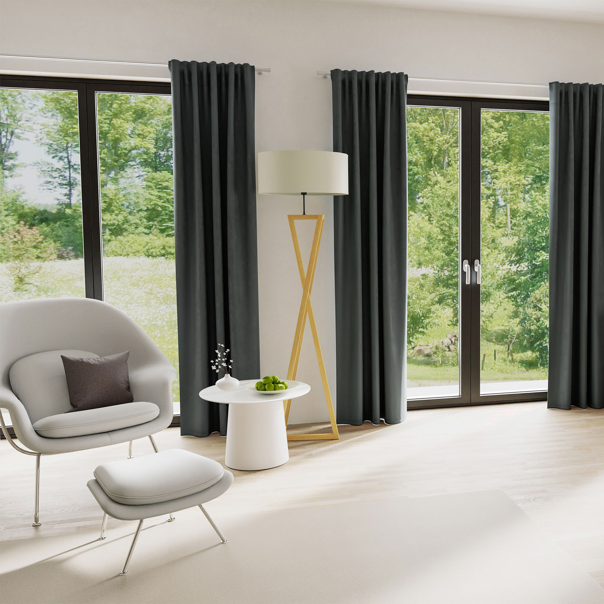 Homing Samtvorhang mit verdeckten Schlaufen Velia grau -  2,45 x 1,4 m