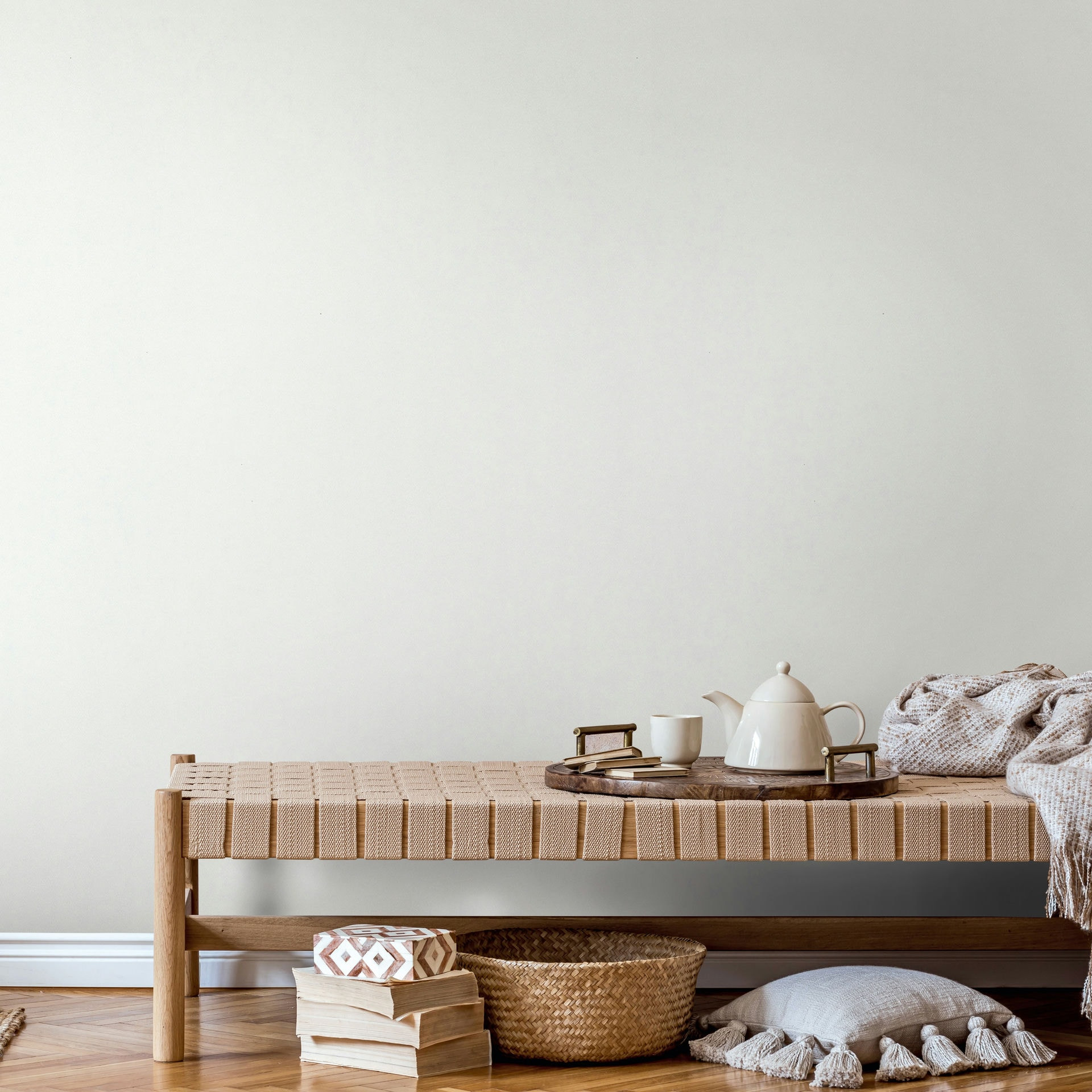Vliesbehang structuur effen modern mat in beige