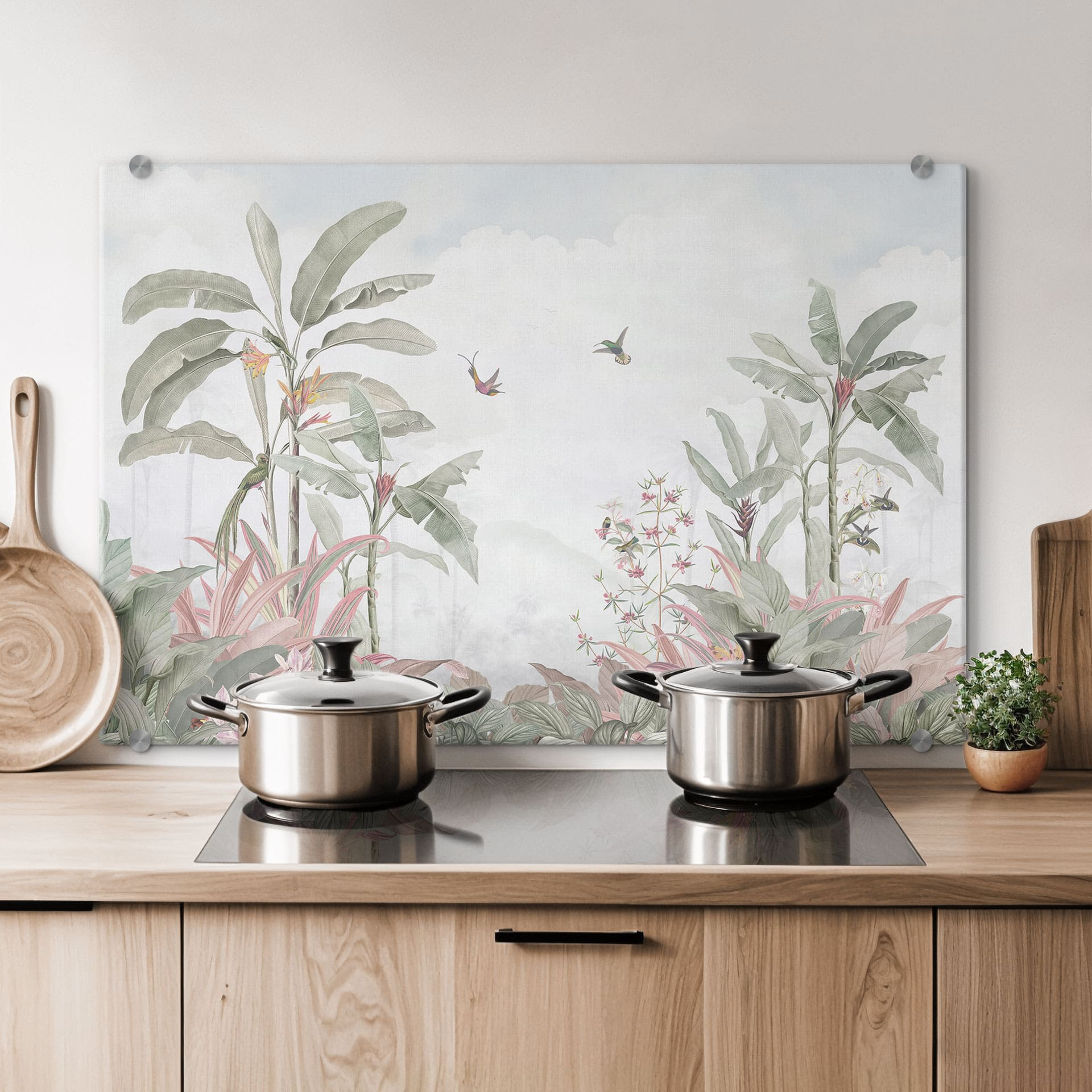 Salpicadero de cocina Idilio tropical con colibrí Azul - Bloomery Decor