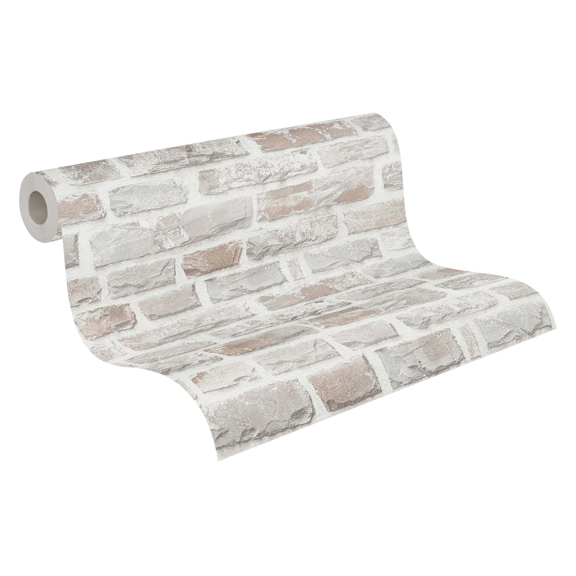 behang stone look - steen behang PVC-vrij van A.S. Création grijs wit 386371