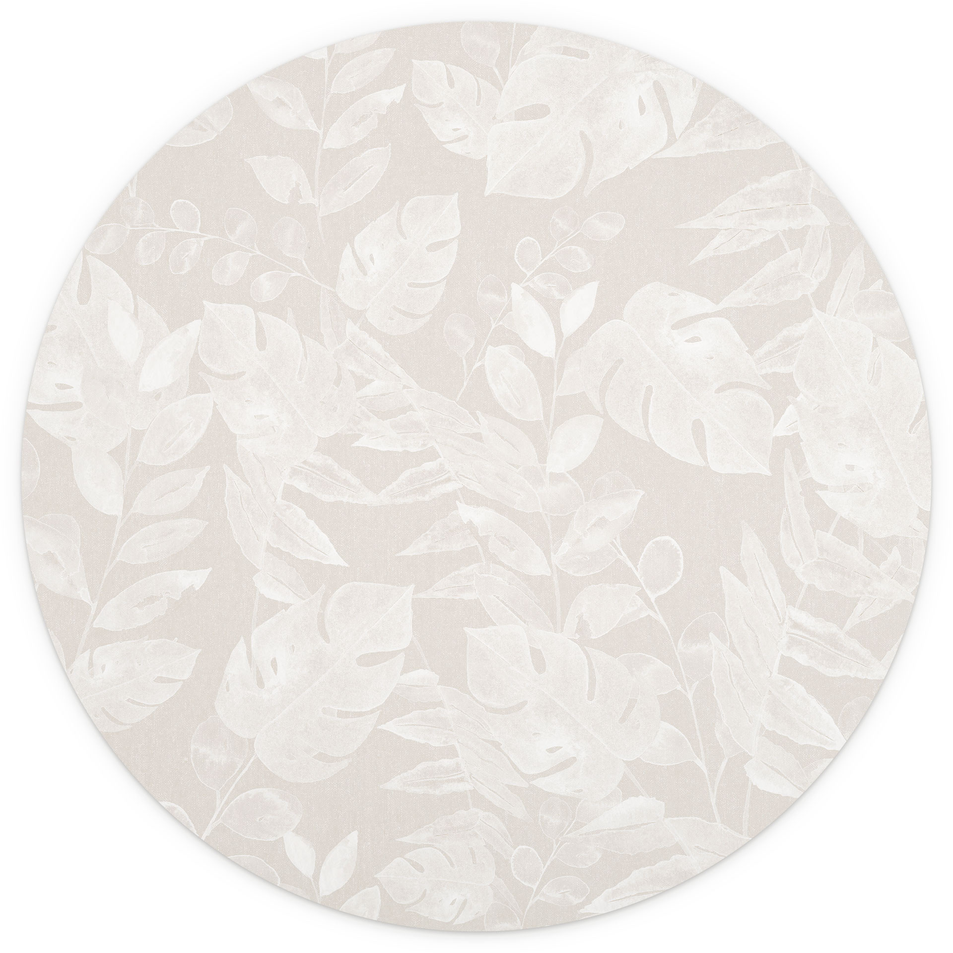 Tropical Leaves Beige - Bloemdecor - Rond - Zelfklevend/niet-geweven
