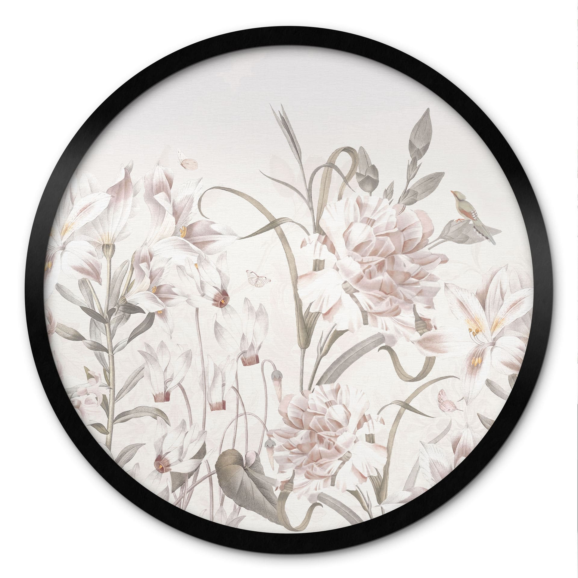 Poster Prairie florale en rose clair - Bloomery Decor - Rond