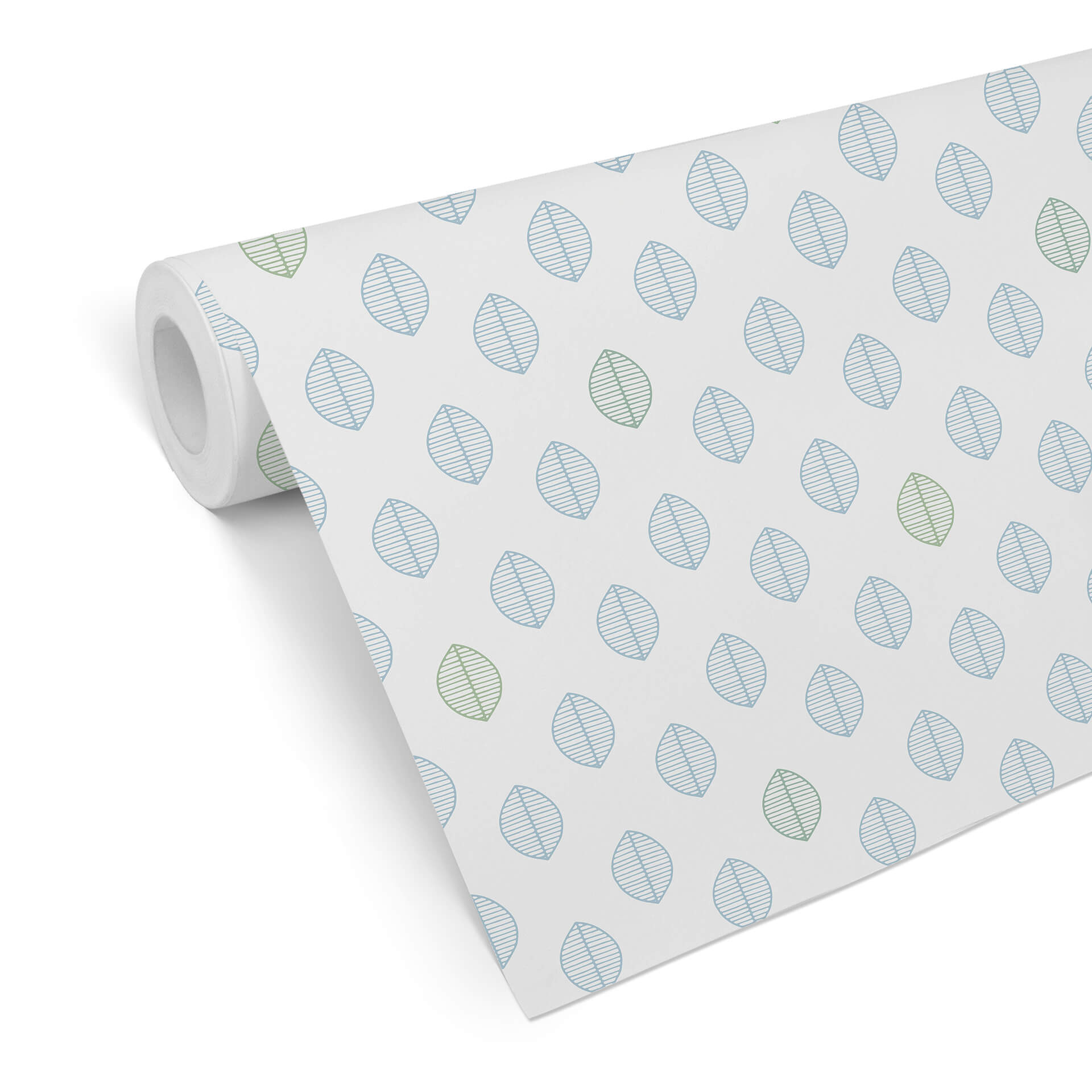 Patroonbehang Blaadjes - blauw