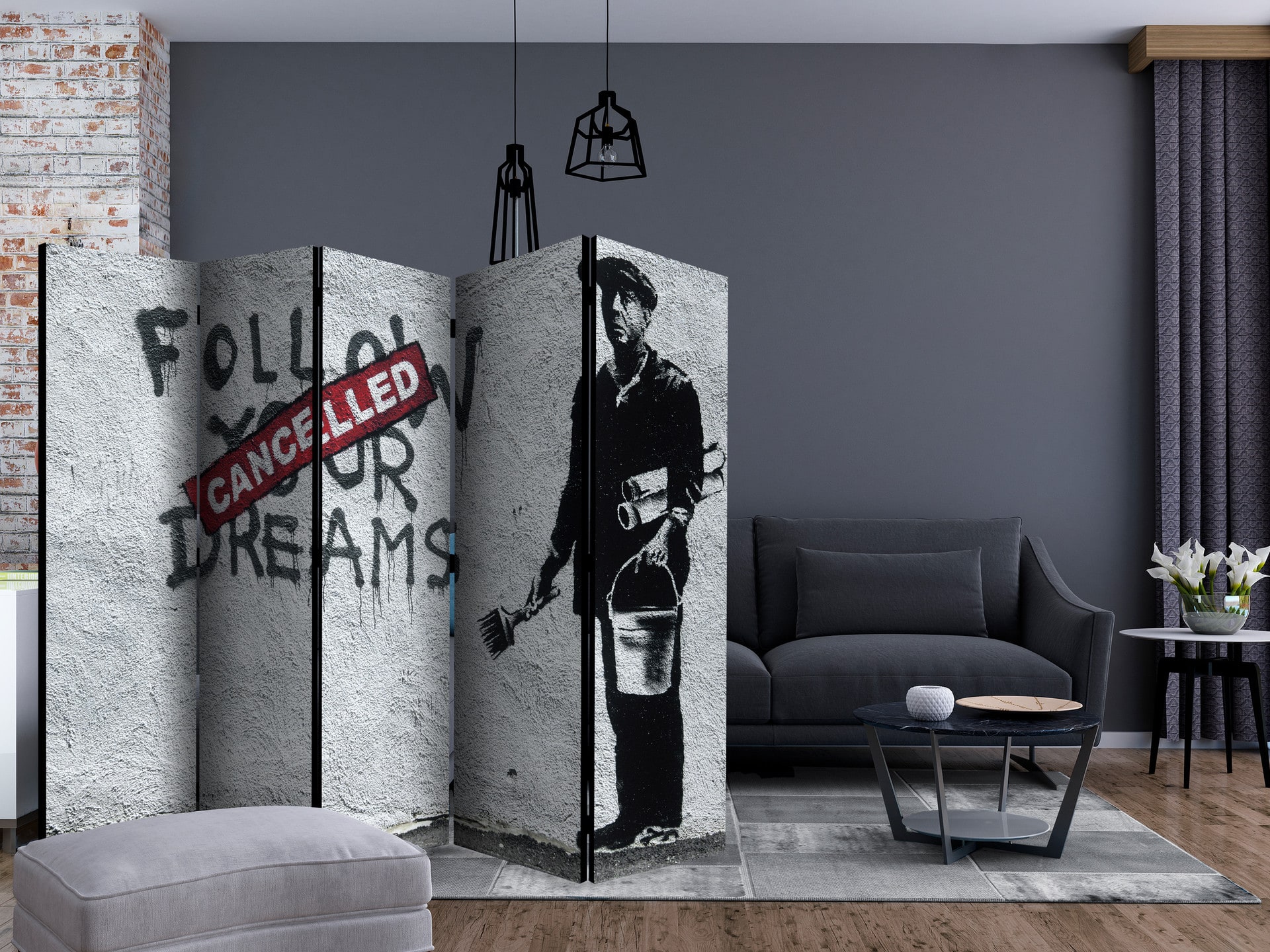 Rumdeler - Knuste drømme (Banksy) , 5-delt - 225x172 cm
