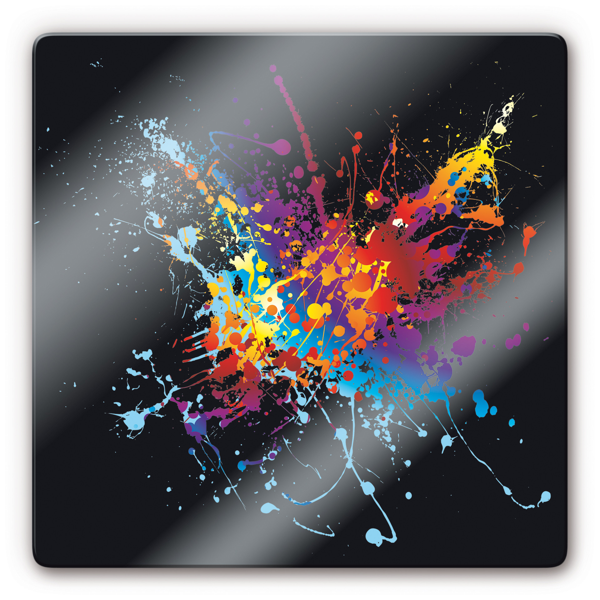 Tableau en verre - Explosion de couleurs - carré
