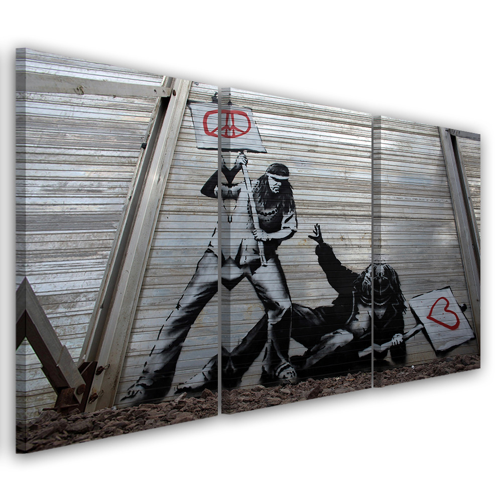 3 stykke lærredstryk, Banksy lærredstryk Street Art