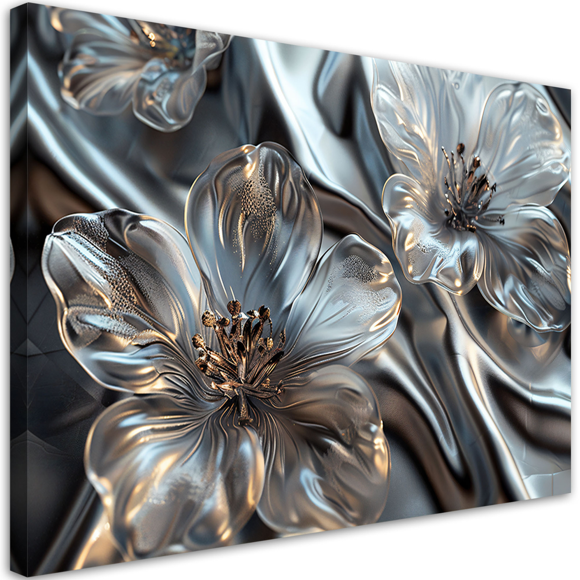Canvasbillede, Elegante sølvblomster