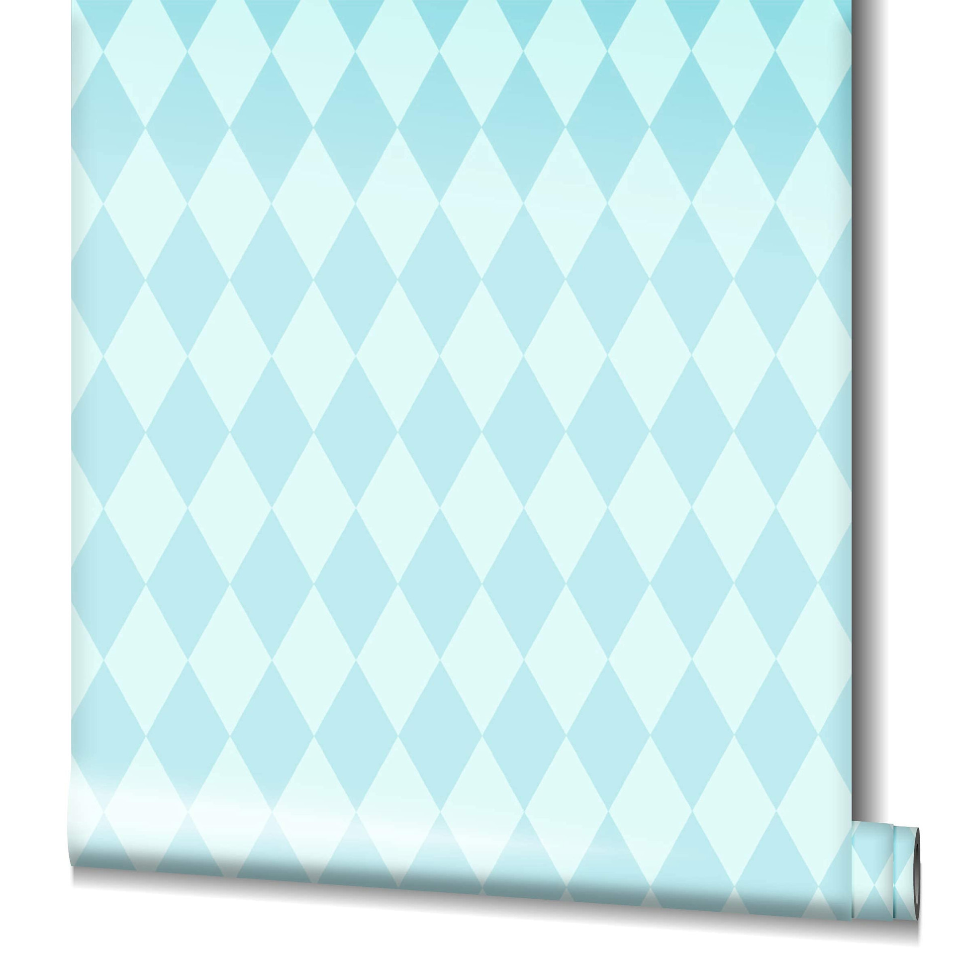 Vliestapete Rauten Grafisch Modern in Blau für Schlafzimmer