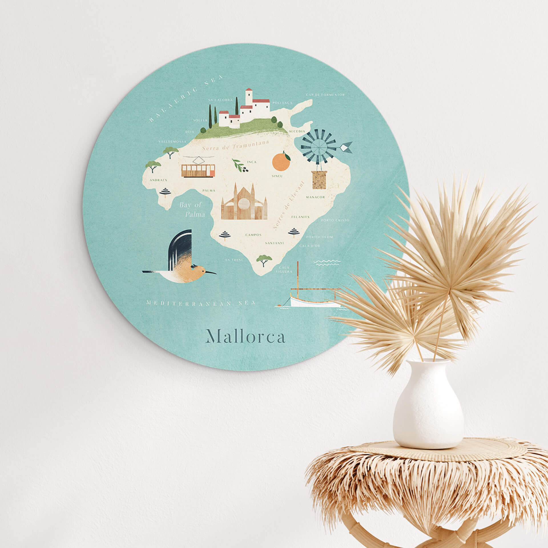 Vægcirkel Rivers - Mallorca – print på aluminium (Alu-Dibond)