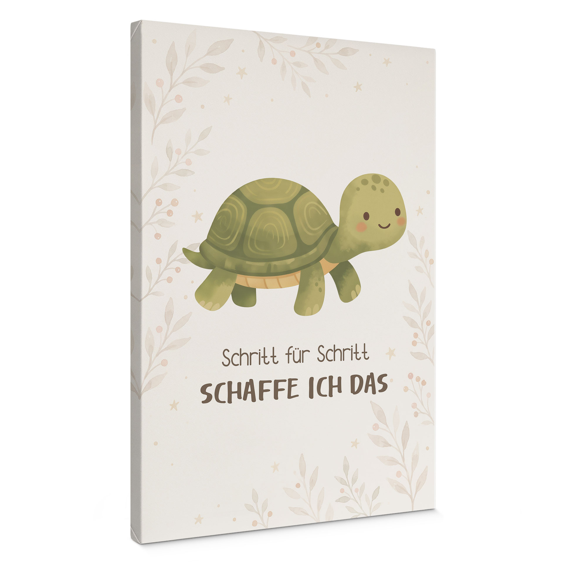Leinwandbild mit Schildkröte - Affirmation fürs Kinderzimmer 'Schritt für Schritt schaffe ich das'