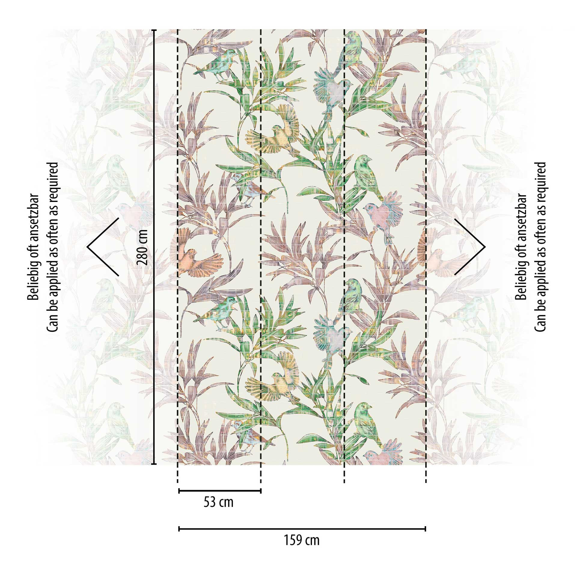 Vogel behang crème kleurrijk - vliesbehang met natuurmotief voor slaapkamer & woonkamer