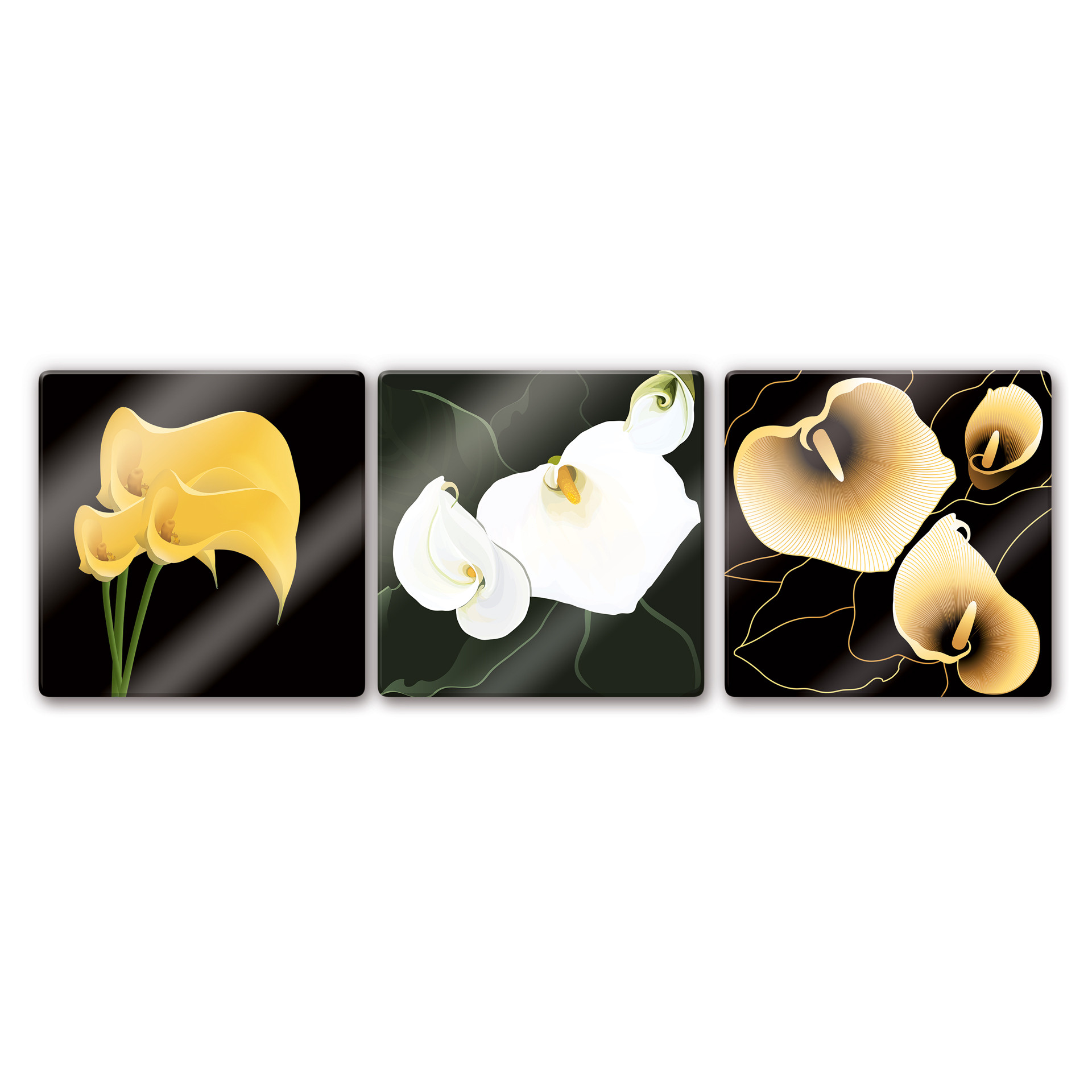 Glasbild Calla-Lilie (3-teilig)
