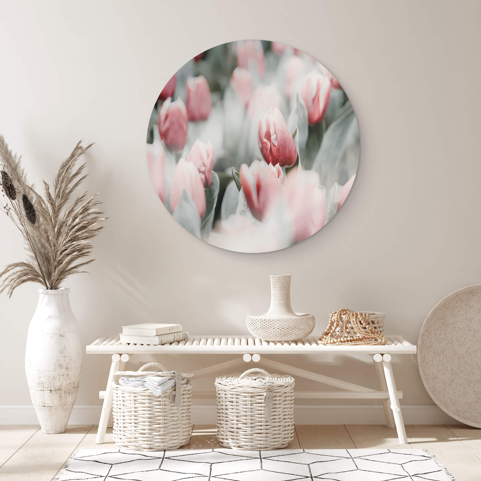 Tableau sur verre Annie - Tulipes de printemps - Rond
