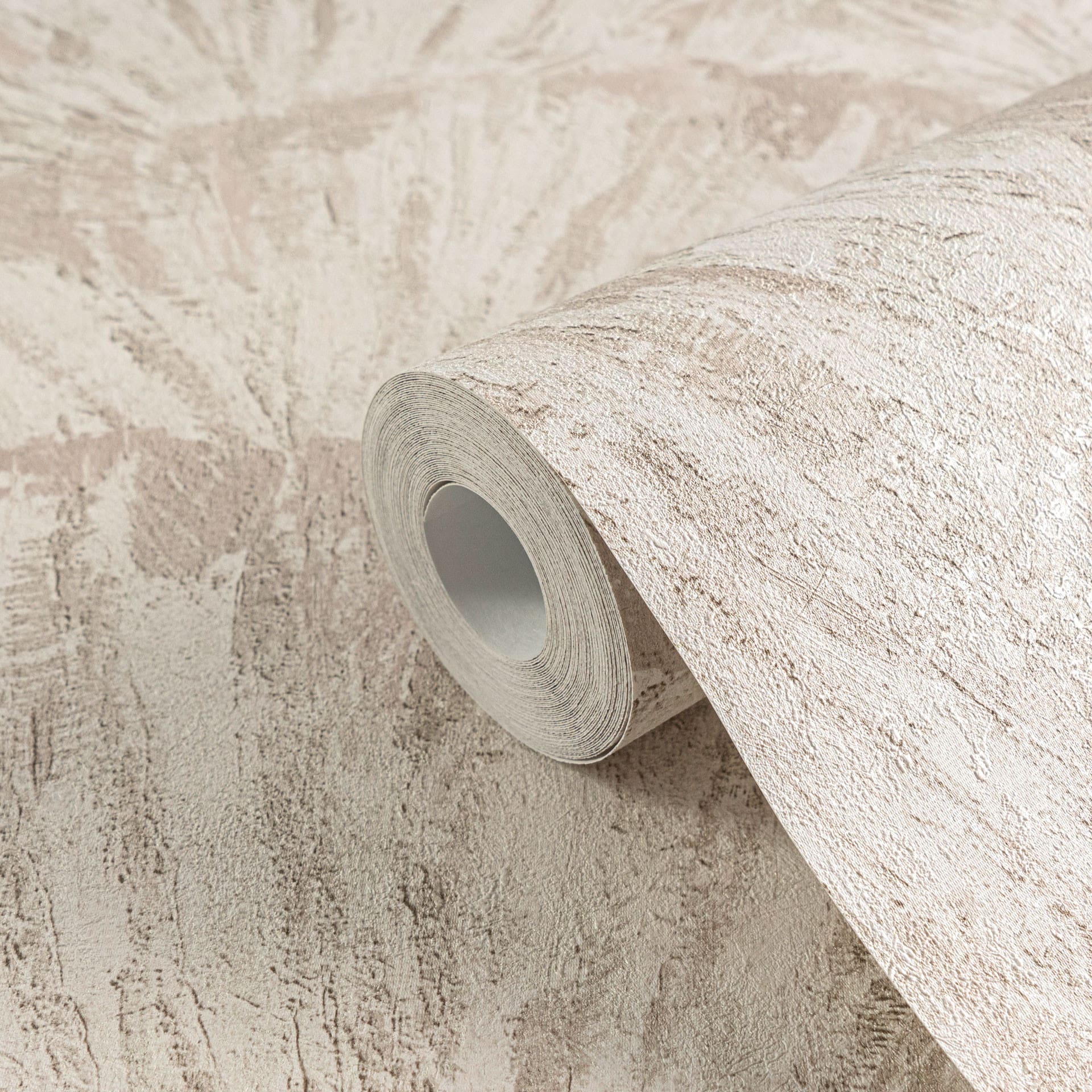 Structuurbehang in waaierlook crème beige - Vliesbehang met reliëfpatroon