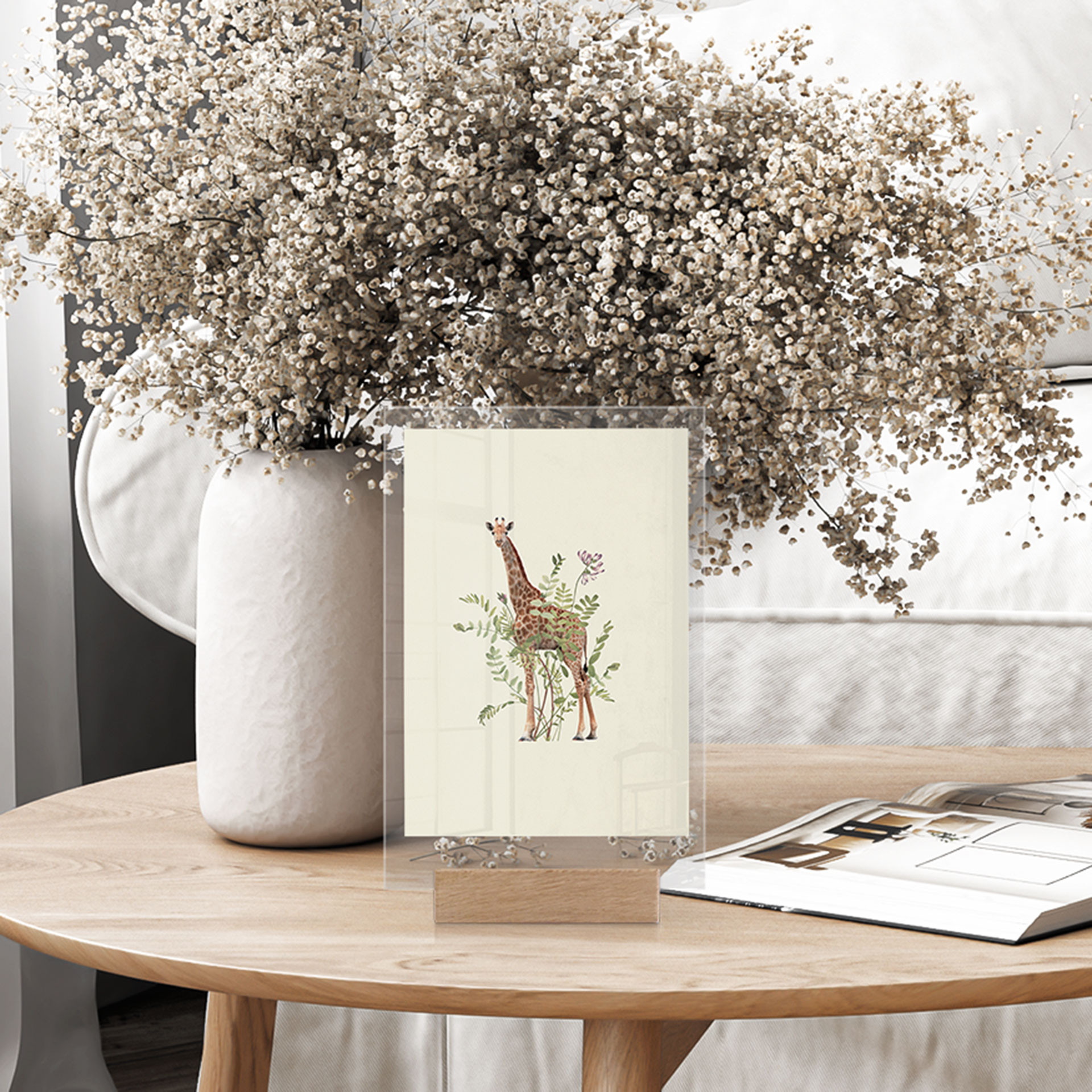Akrylglas borddekoration Blomstret giraf - Frida Floral Studio