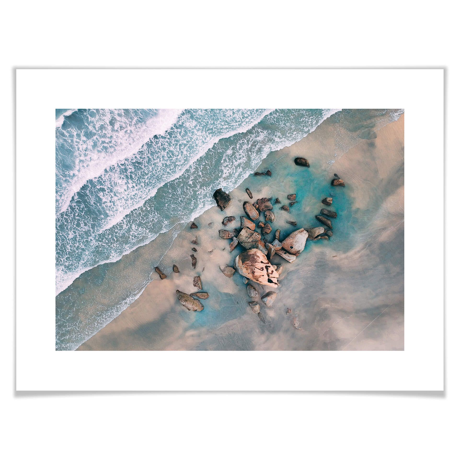 Poster Vue du ciel : galets sur la plage