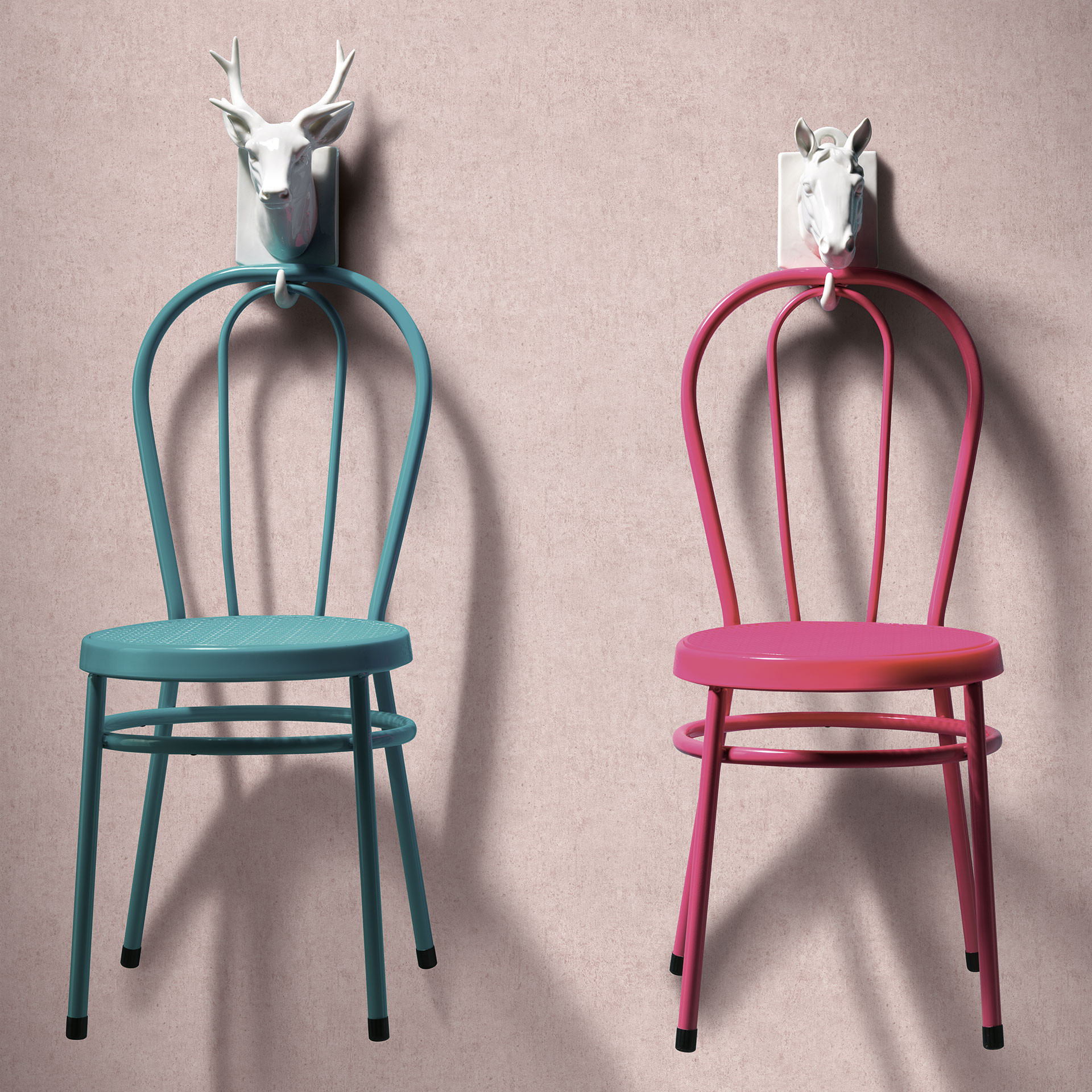 Vliesbehang beton motief, effen kleuren, rose