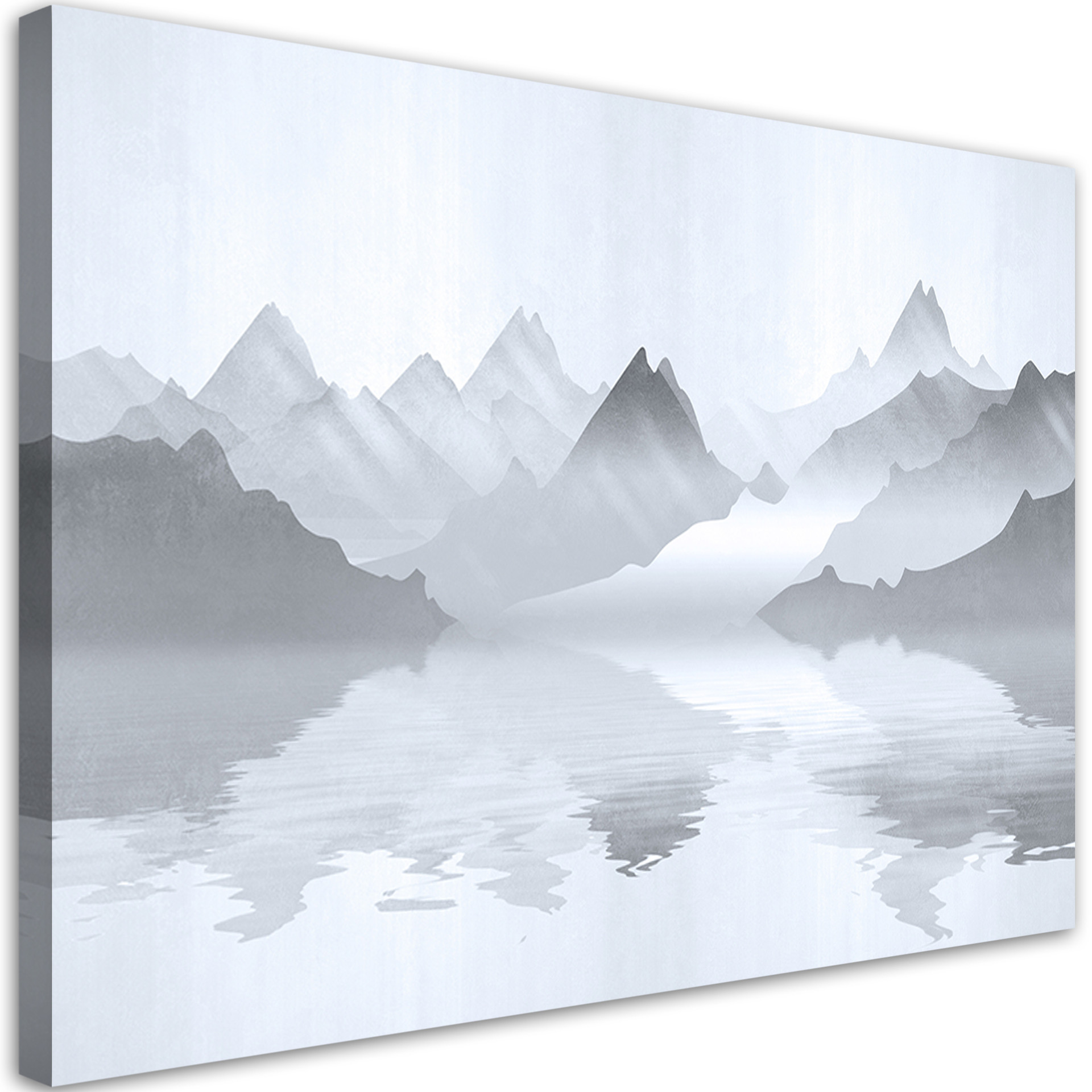 Canvasbillede, Abstraktion af bjerge ved havet