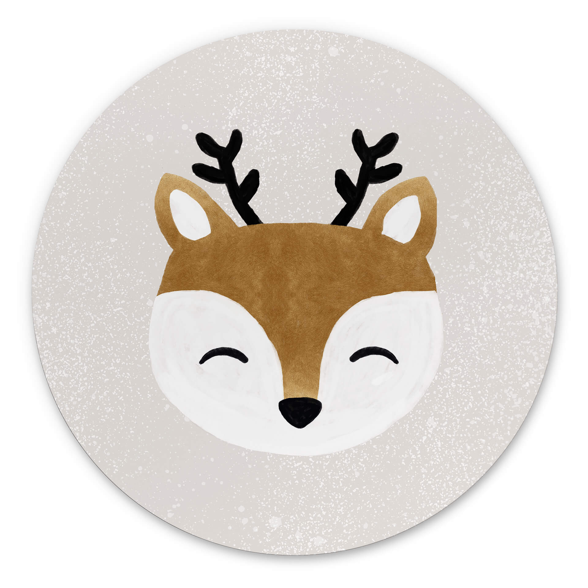 Vægcirkel Orara Studio - Cute Reindeer – print på aluminium (Alu-Dibond)