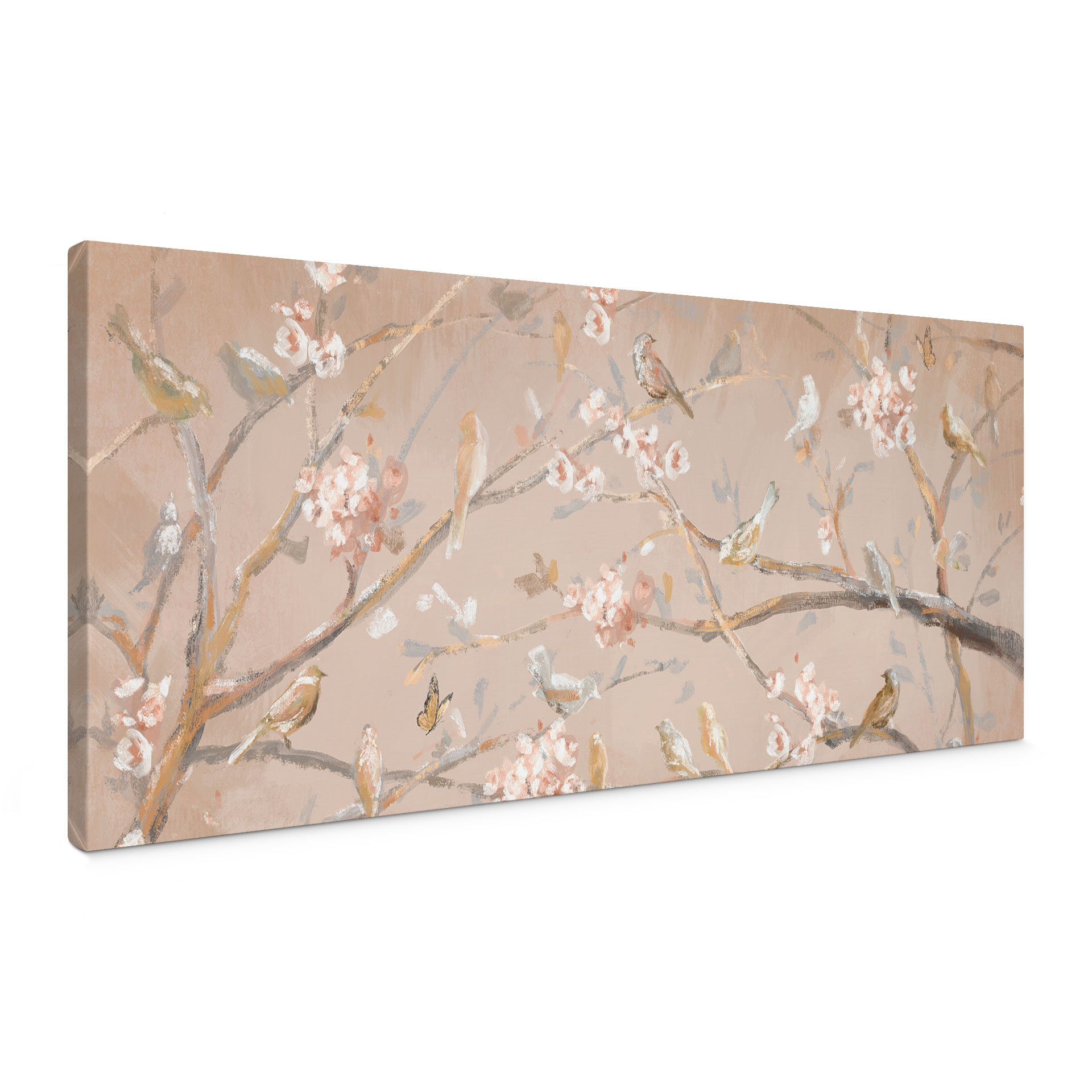 Canvasbillede Fugle på Kirsebærblomster - Cheney - Panorama
