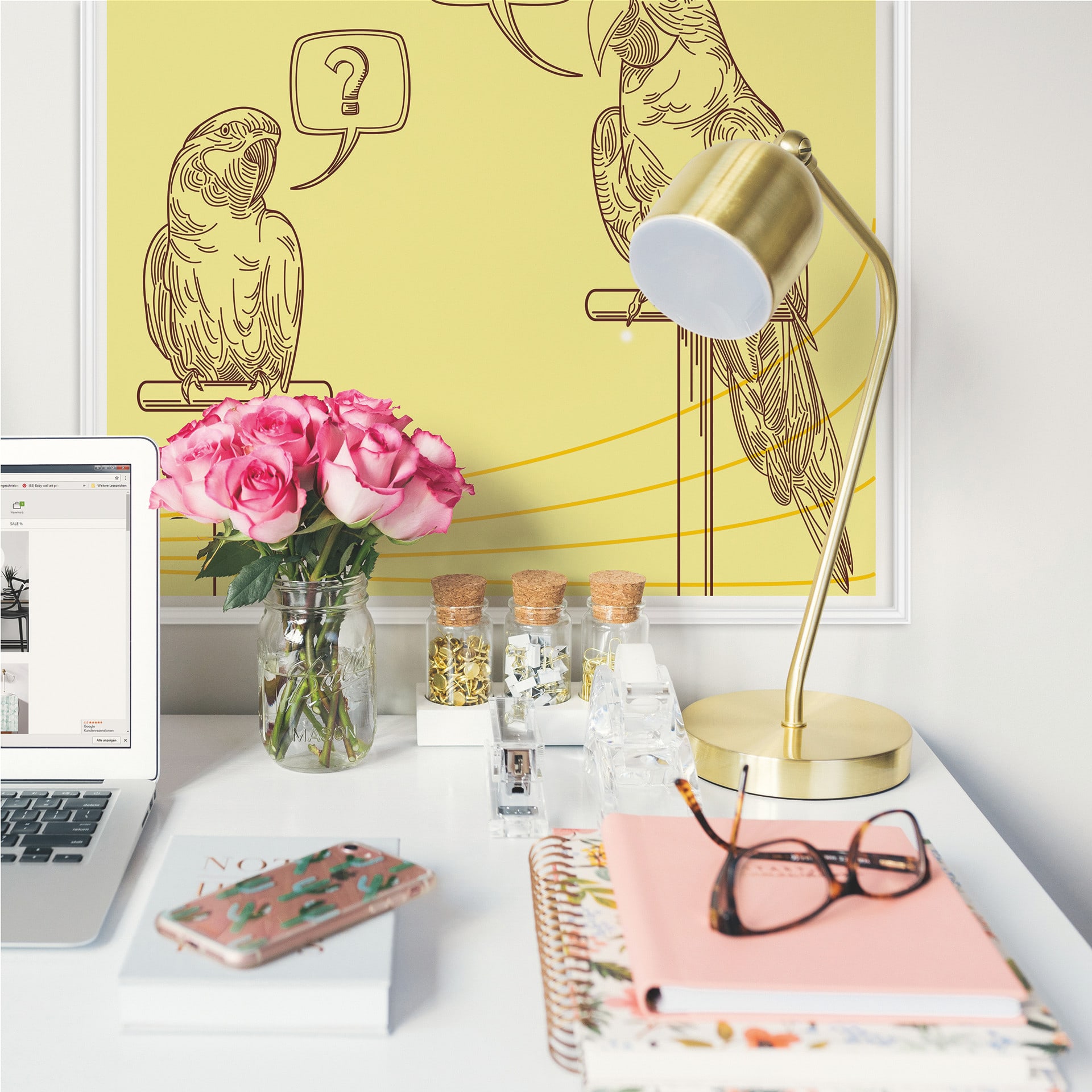 Wallprint W - Papageien Illustration