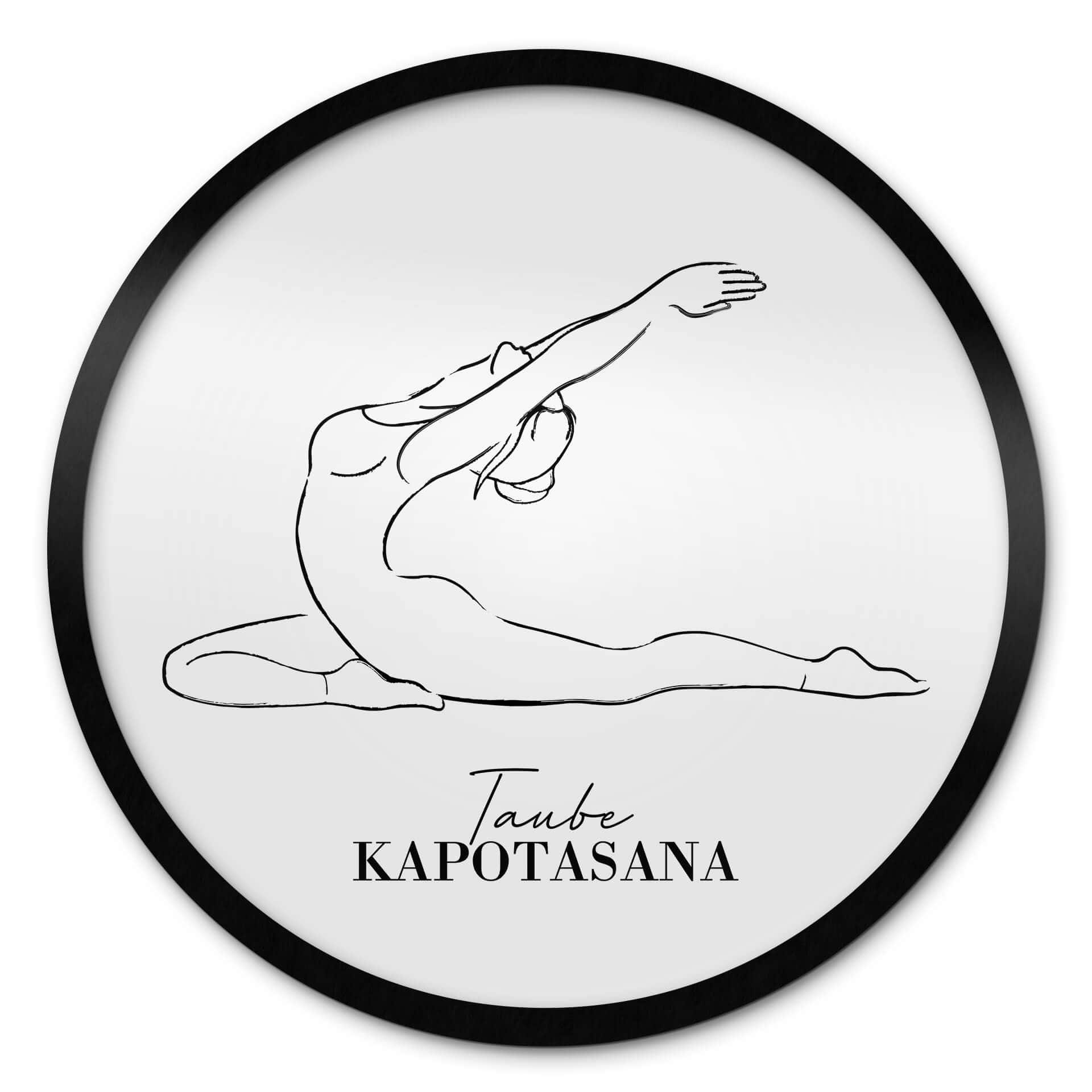 Poster Yoga - Colombe - Line Art - Rond