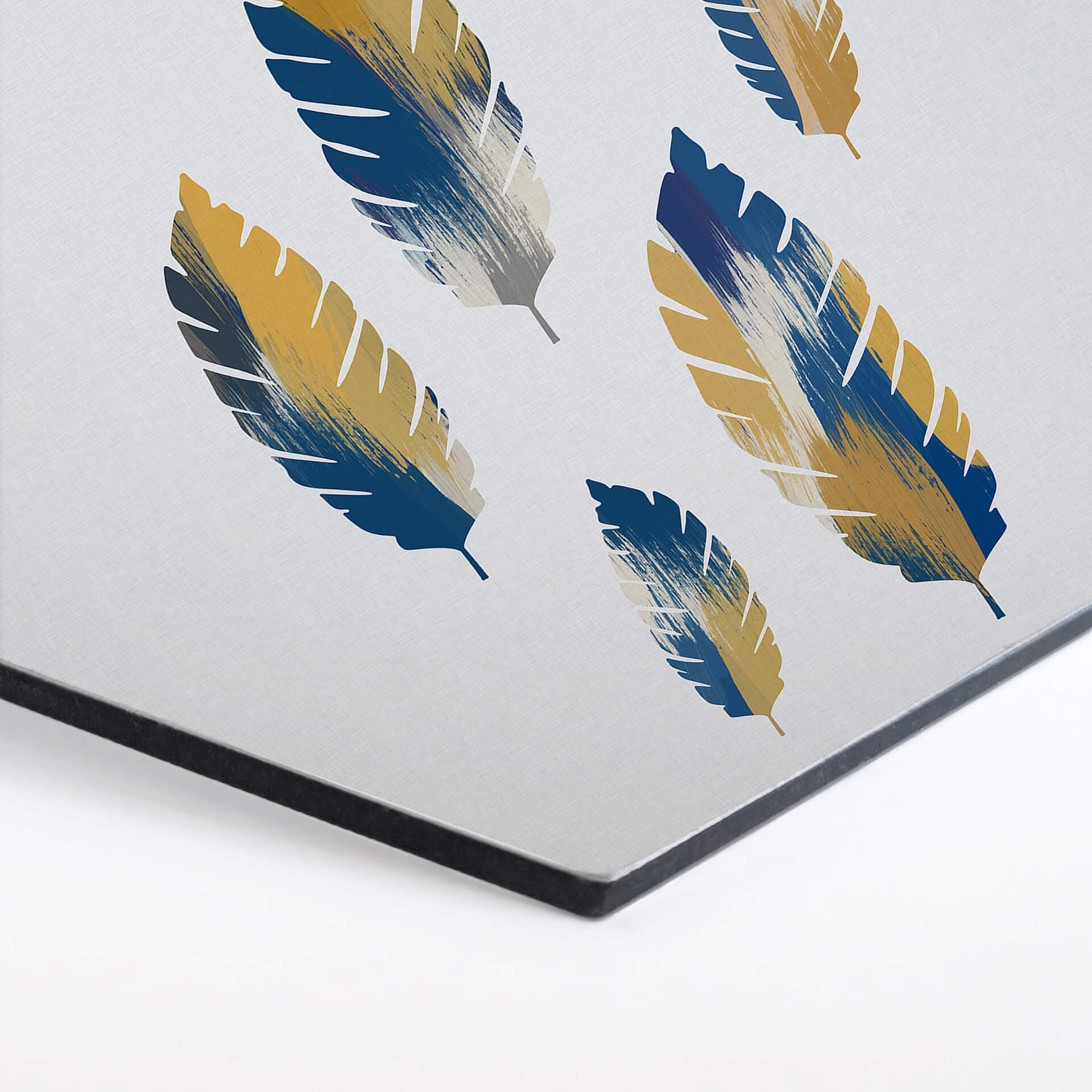 Hexagon - Alu-Dibond Orara Studio - Leaves Blue and Yellow