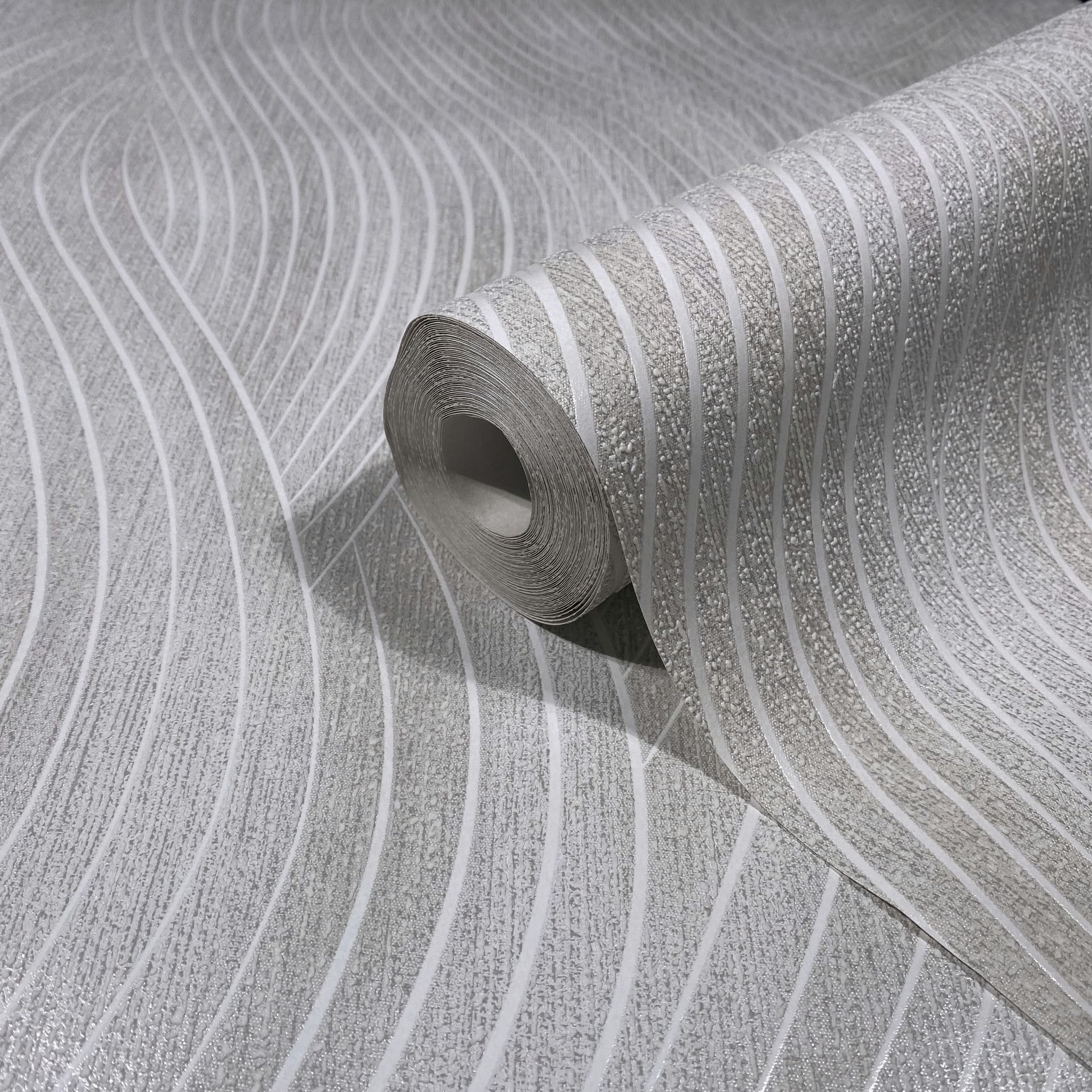 Vliesbehang in grijze golflook textuur grafisch modern