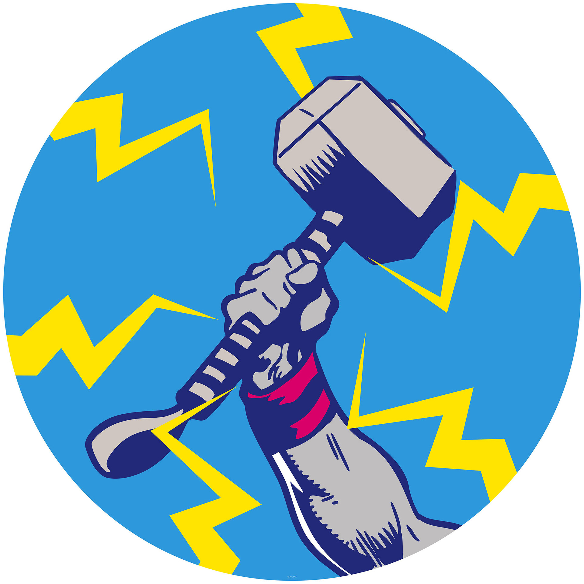 Zelfklevend vliesbehang - Avengers Thor's Hammer Pop Art - 125 x 125 cm