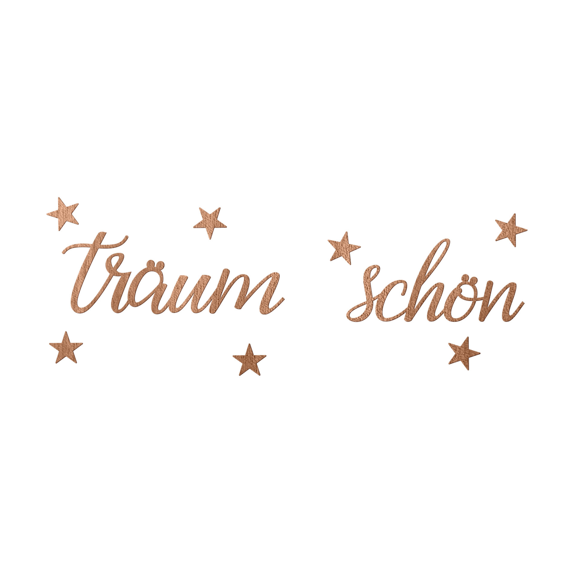 3D Holz Schriftzug Träum Schön mit Sternen - Mahagoni