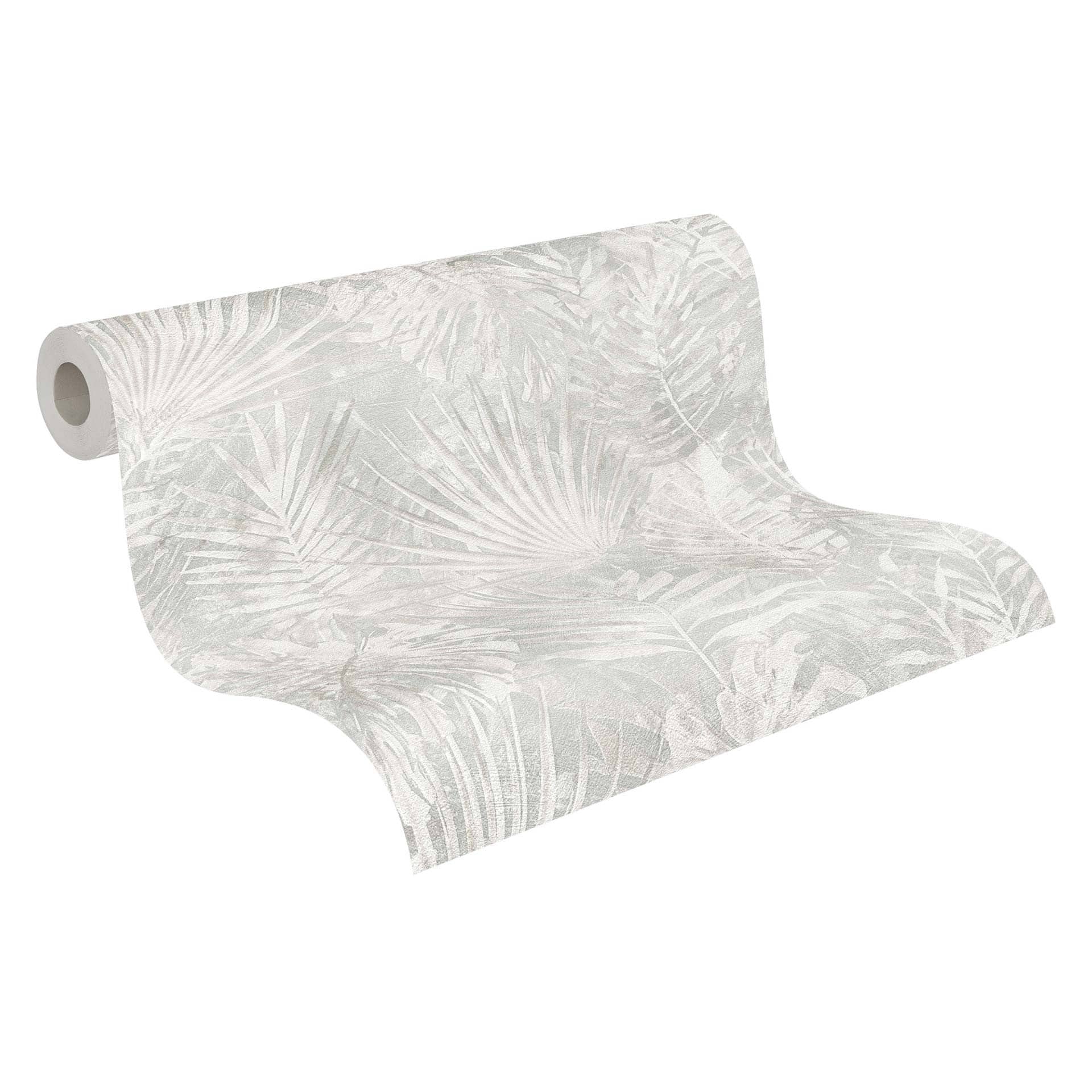 Jungle Behang PVC-vrij - Palm Tree Behang van A.S. Création Grijs Beige Wit 386384