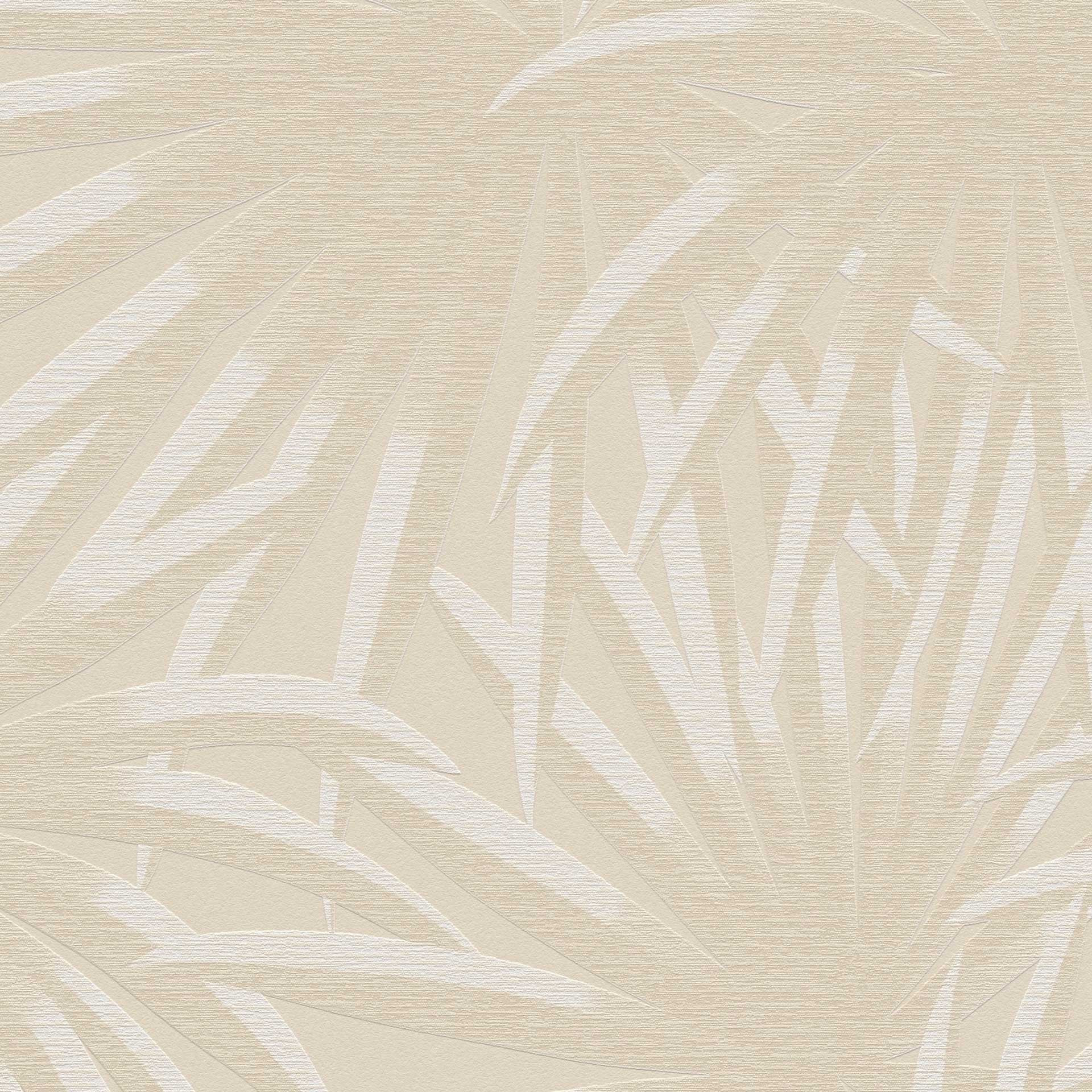palmblad vliesbehang beige wit - jungle behang met bladeren