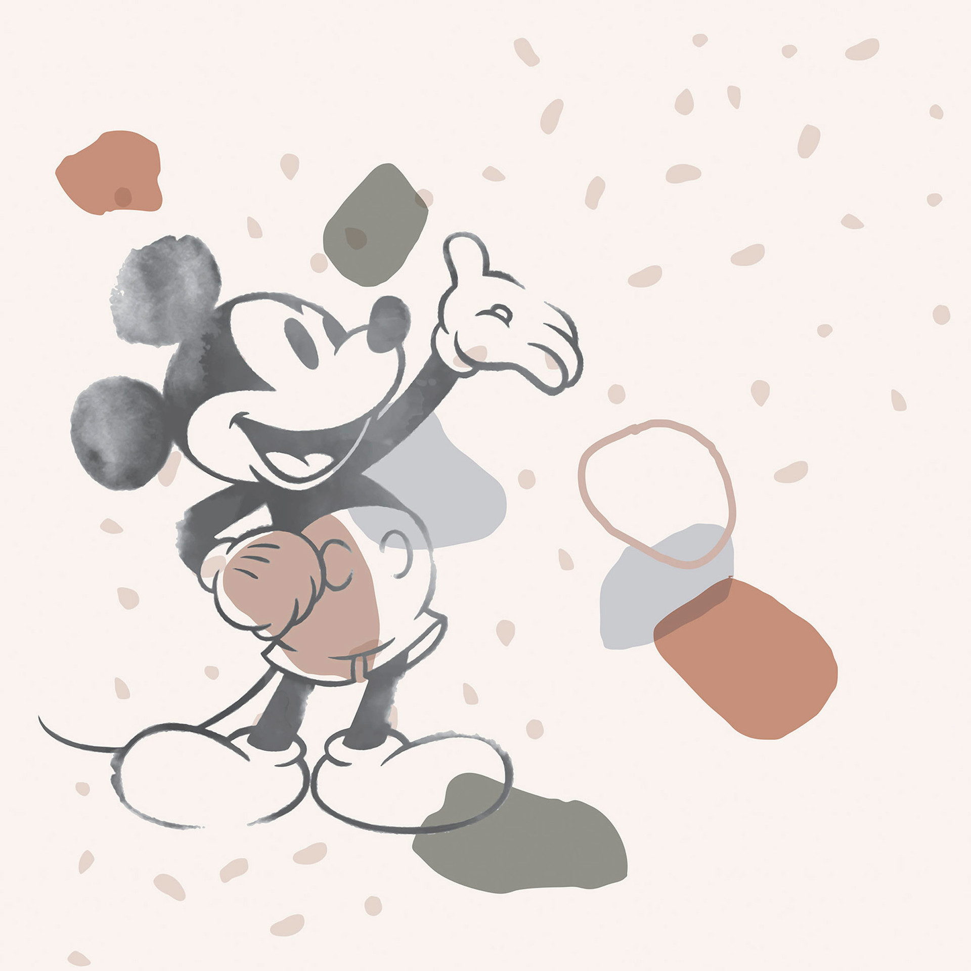 Vliesbehang - Mickey Organic Shapes - 250 x 280 cm
